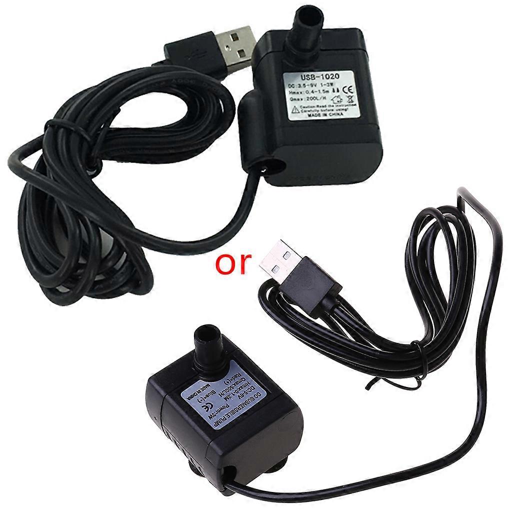 Mini Submersible Pump Small Fountain Pump (200L/H) for Water Feature Aquariums Fish Tanks Hydroponics USB Plug