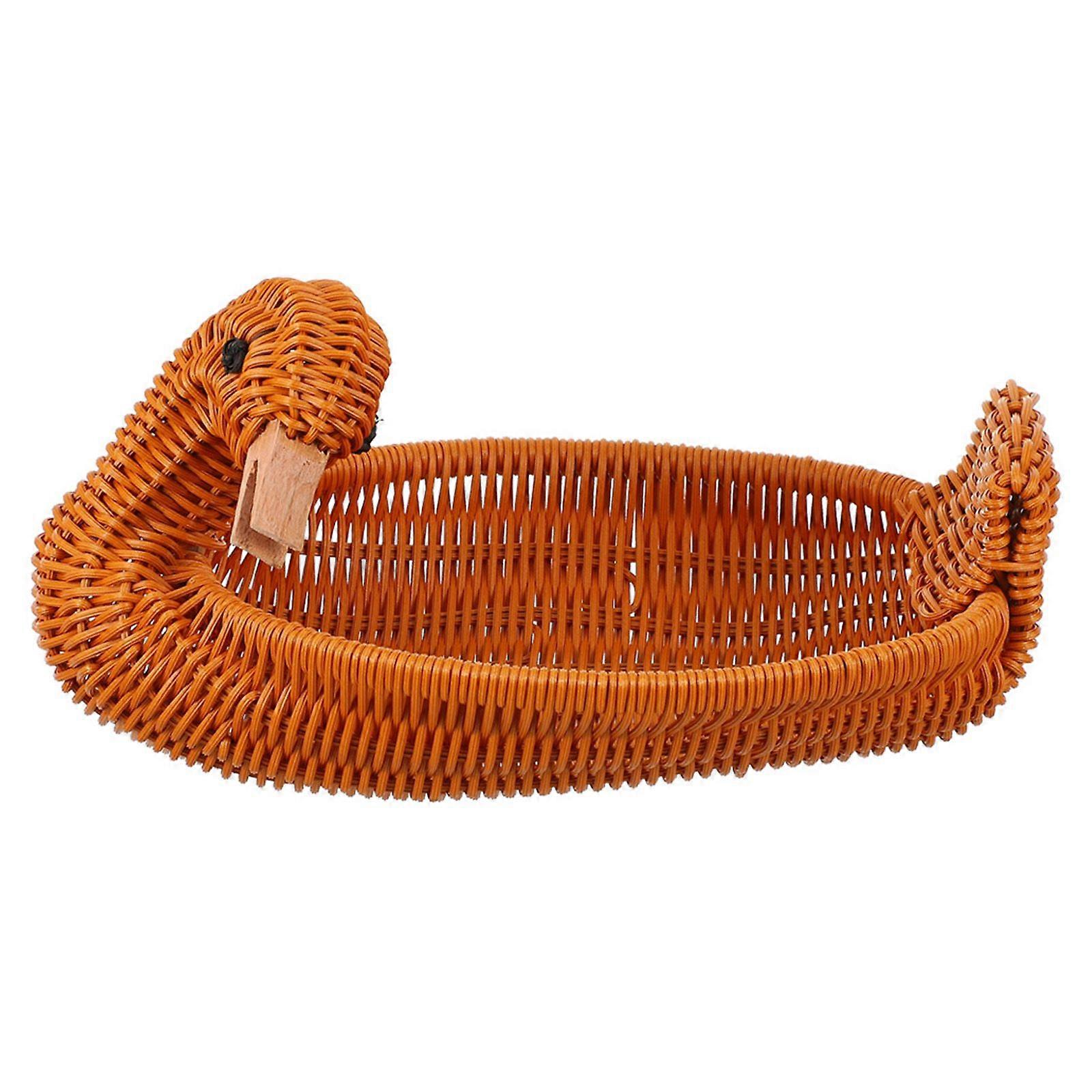 Imitation Rattan Gewebt Snack Obst Körbe Desktop Ente Geformt Lagerung Körbe