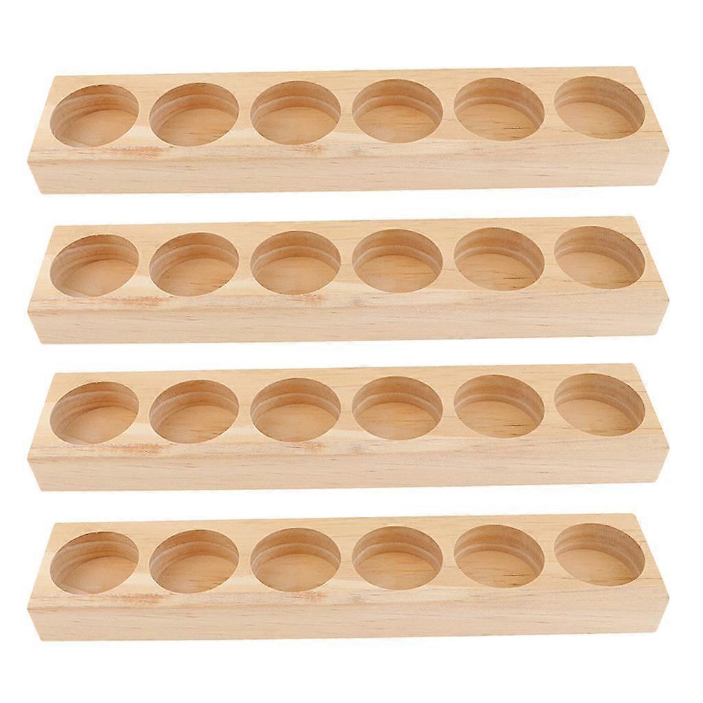 4 Stück Holz ätherisches Öl Display Rack Organizer für 6 Stück 15ml Flaschen Öle