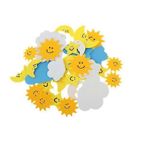 4x30Pcs Foam Sun Clouds Moon Mixed Self Sticker for Kids Crafting