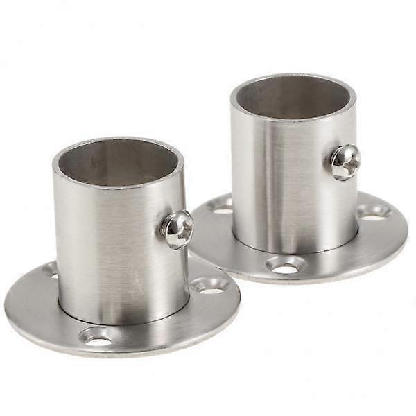 2X Chrome Tube Pipe Rotating Wardrobe Clothes Garment Rail End Socket 46 X 30mm