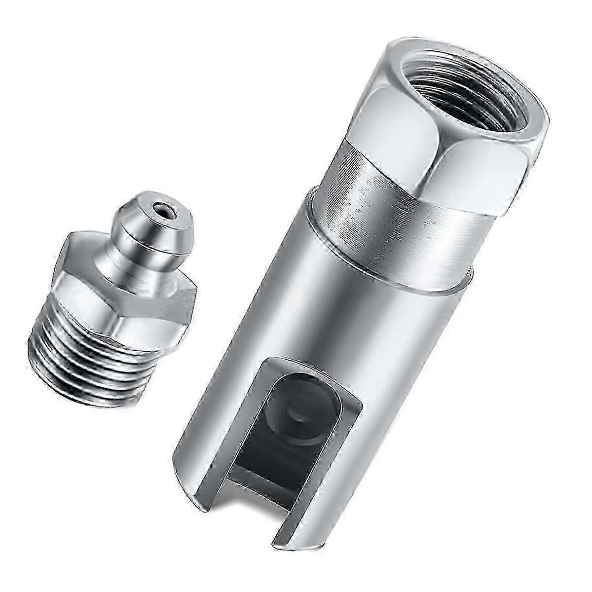 90° Right Angle Grease Coupler 1/8" NPT Push-Fit Fitting - Silver