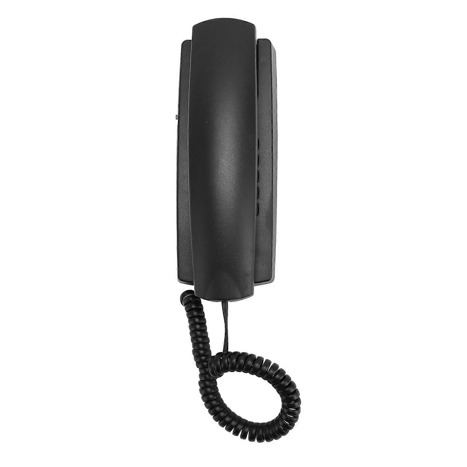 Corded Phone ABS Wall Mounted Landline Telephone with Volume Control Mute and Redial Function for Office Hotel Black 
