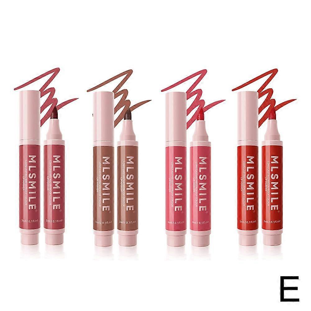 4-color set (E) $MLSMILE non-stick cup lip liner multi-functional matte lipstick water easy to color waterproof lip dye pencil