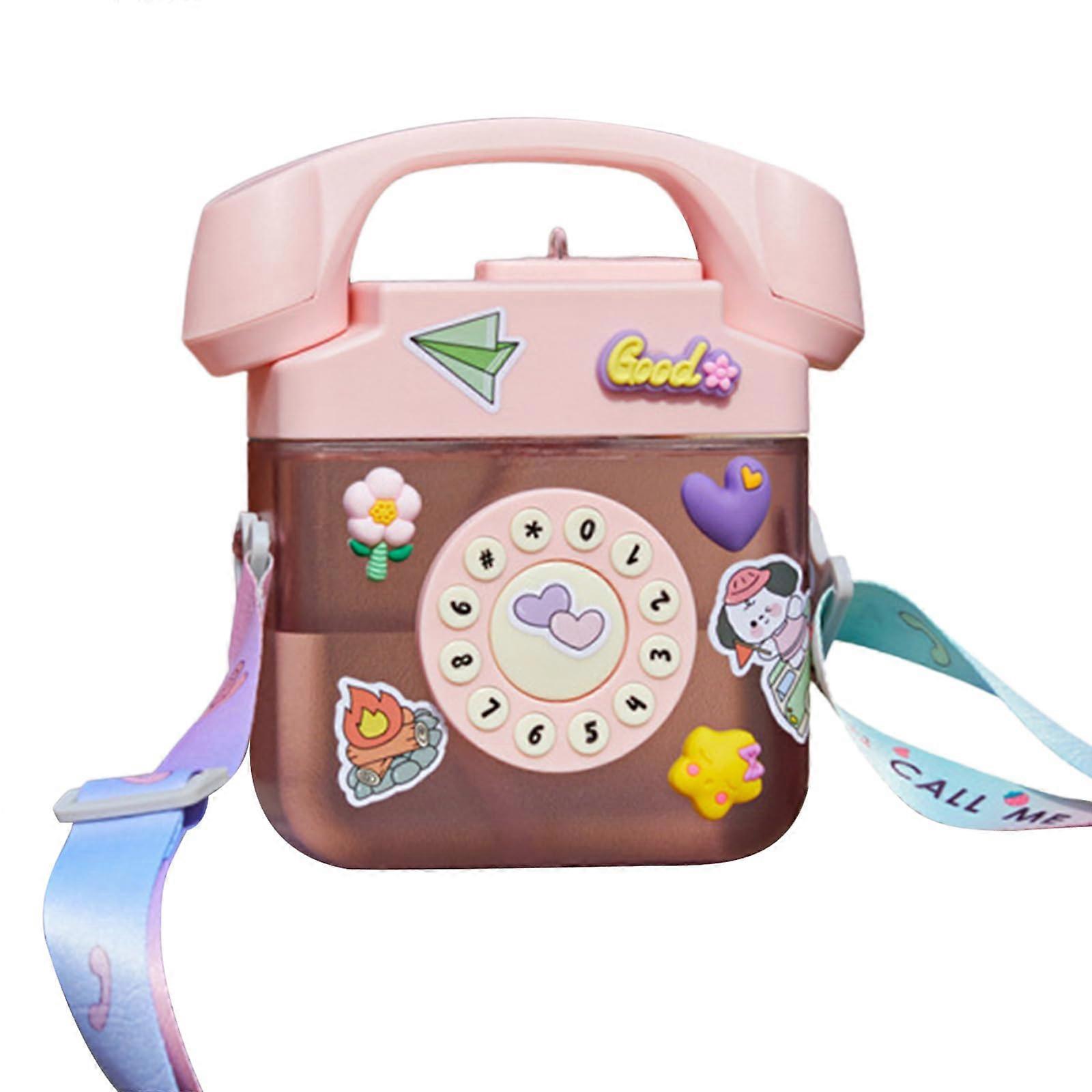 Portable Water Bottle in Phone Shape with Straw and Strap, Aesthetic Design, Ideal for Travel and Daily Use