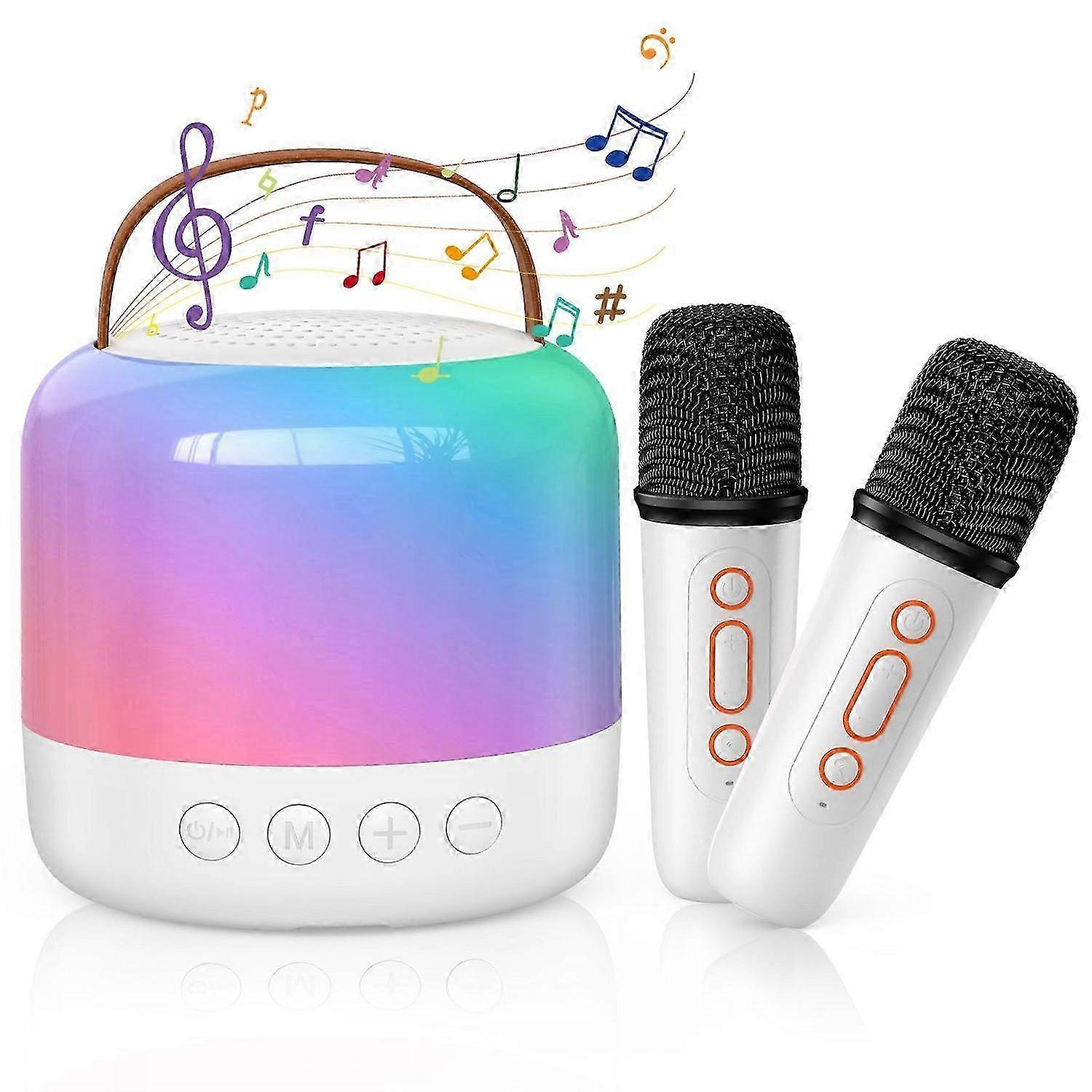 Mini Karaoke Machine with 2 Wireless Microphones, Portable Kids Entertainment Singing Device