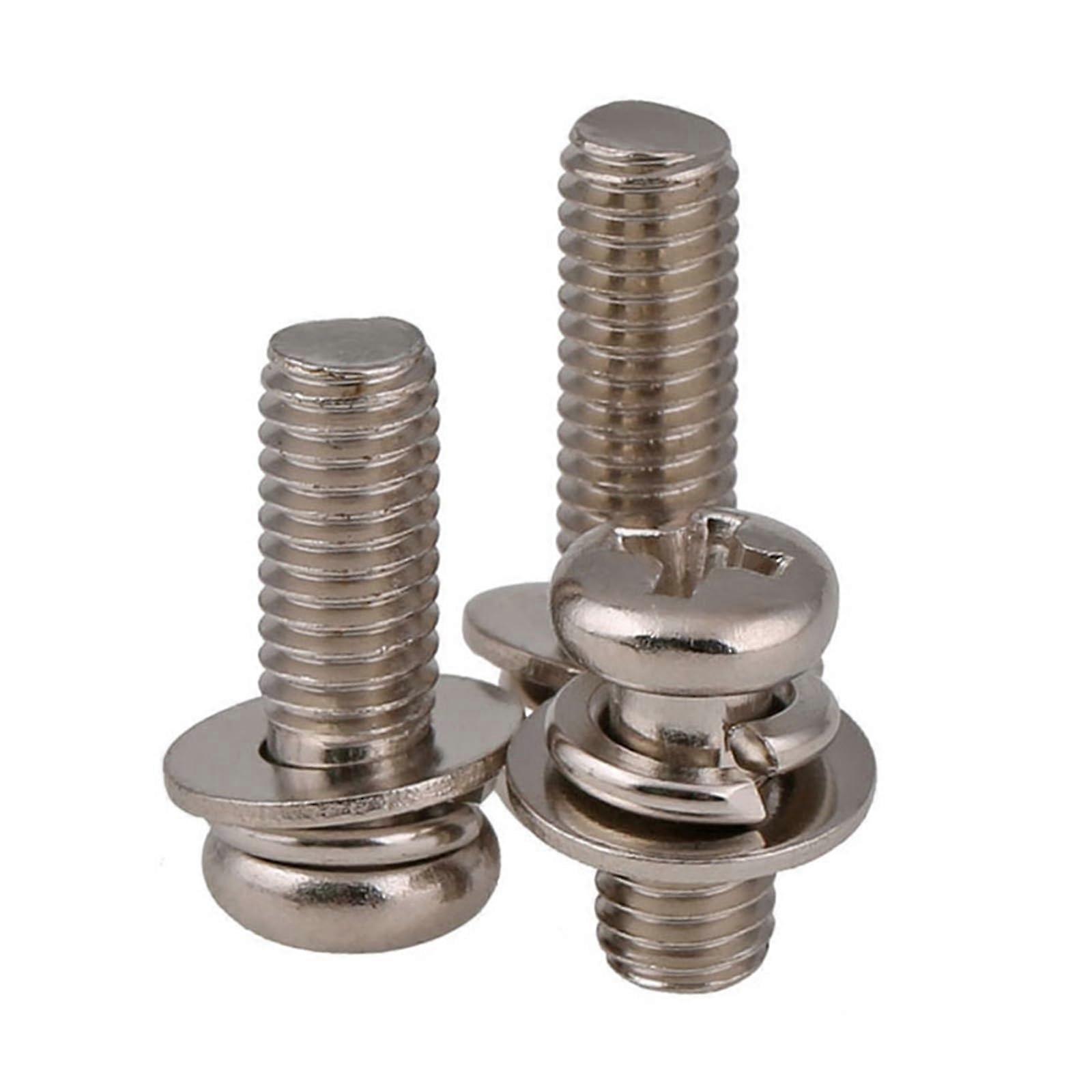 M2 M2.5 M3 M4 Pan Head Spring Washer Sems Screws Nickel-Plated 5/10/20 Pack M4x30 Size Color Options Available