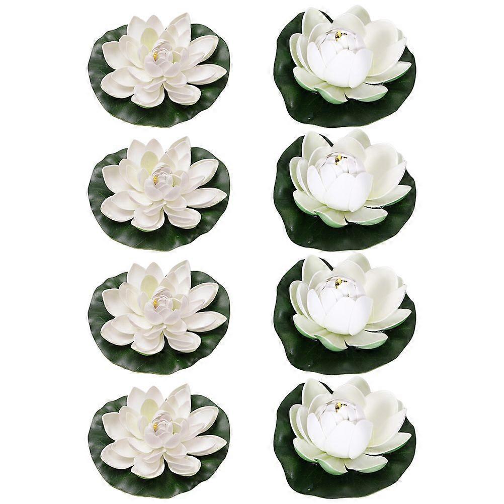 8pcs Floating Lotus Artificial Lily Pads Pond Landscape Decorations Fake Lotus