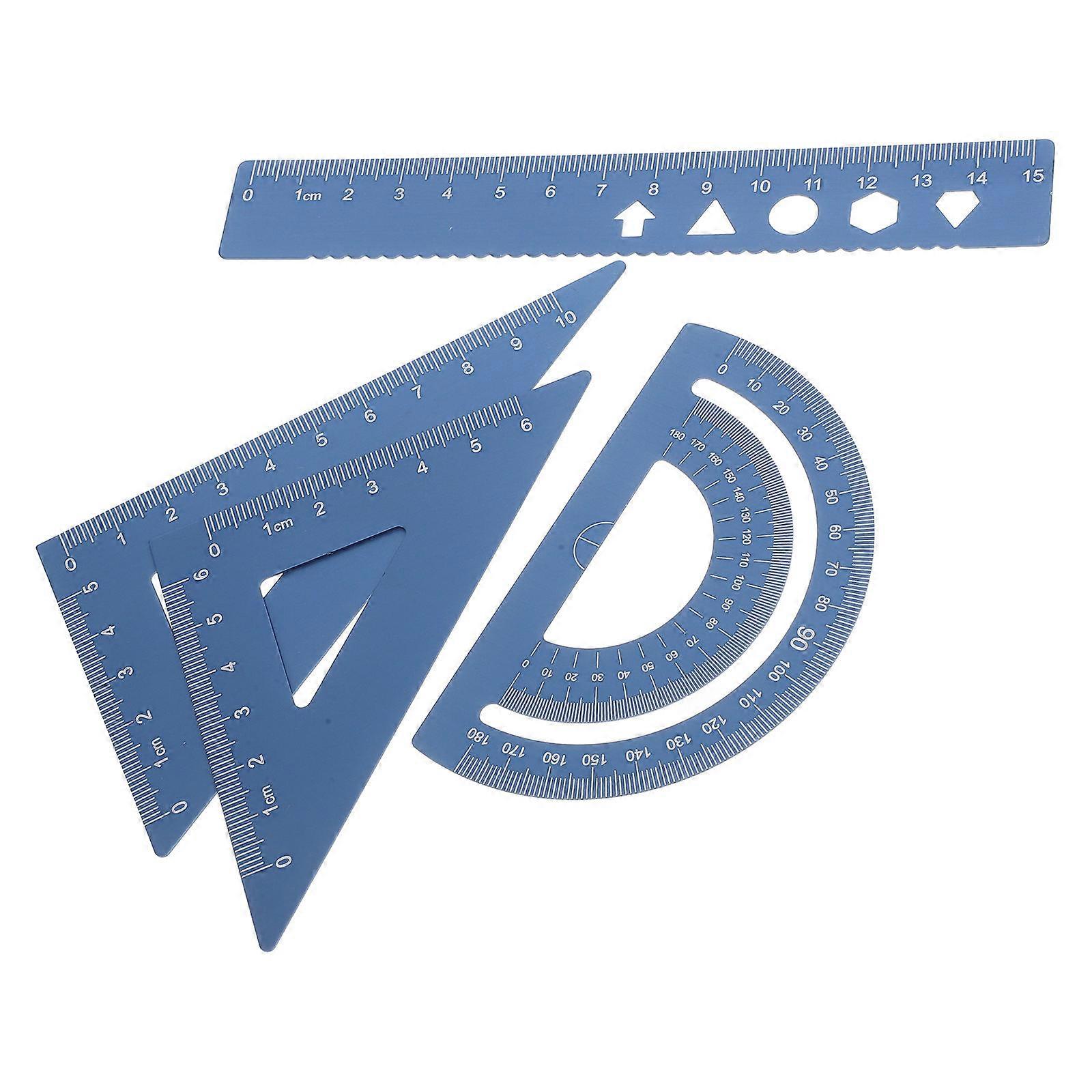 Drafting Ruler Set Aluminum Alloy Geometry Rulers Multifunctional Measurement Tools for Office Use 12 00X6 00X0 10CM 4Pcs