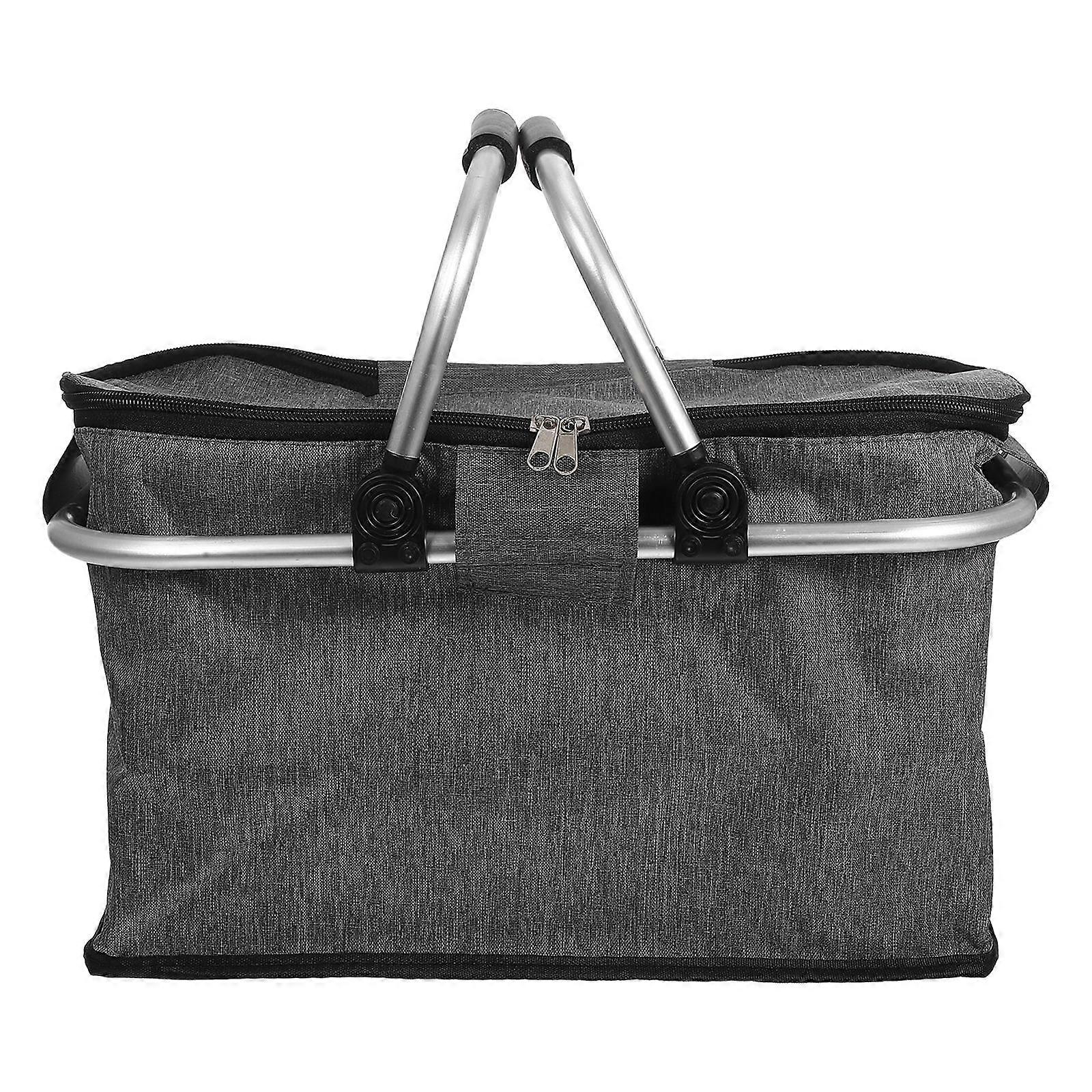 Collapsible Picnic Basket with Insulated Cooler Tote for Travel, Beach, Camping, and Outdoor Adventures – Spacious and Durable Design for Grocery