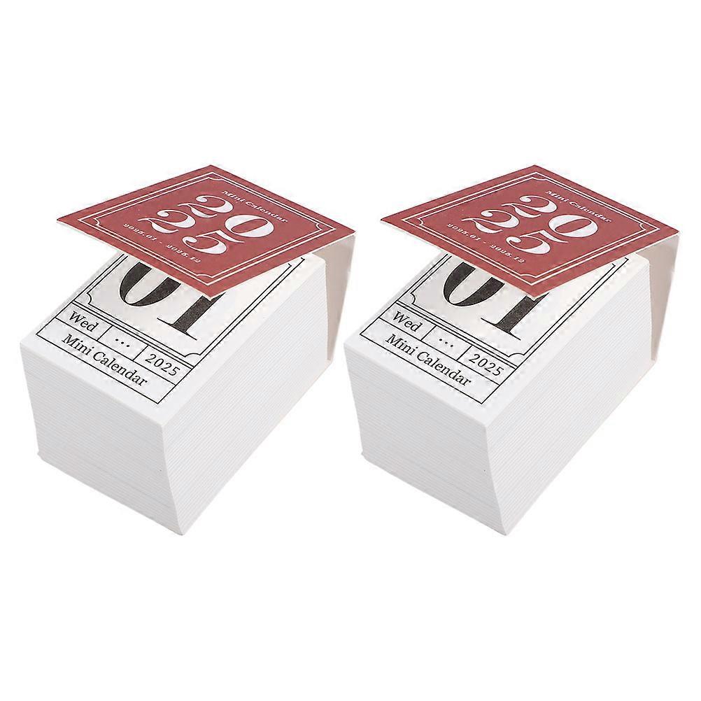 Mini Desktop Calendar with Tear- for Home Office and School Use Red 2Pcs