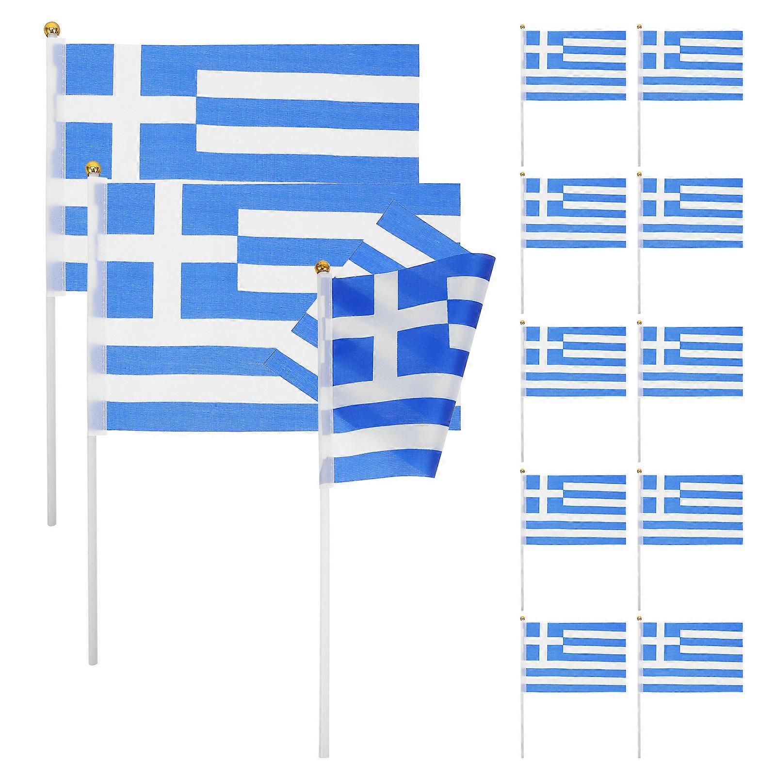 Greece Flag 100Pcs Blue Polyester Small Flags for Decoration with Vivid Colors