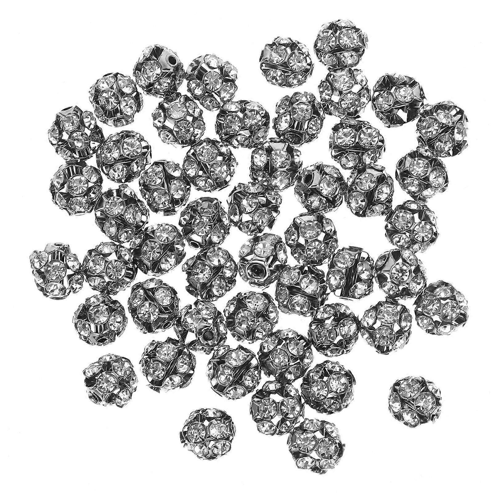 Spacer Loose Crafting Bead Elegant Round Alloy Diy Craft Jewelry Making 10mm Black 50Pcs