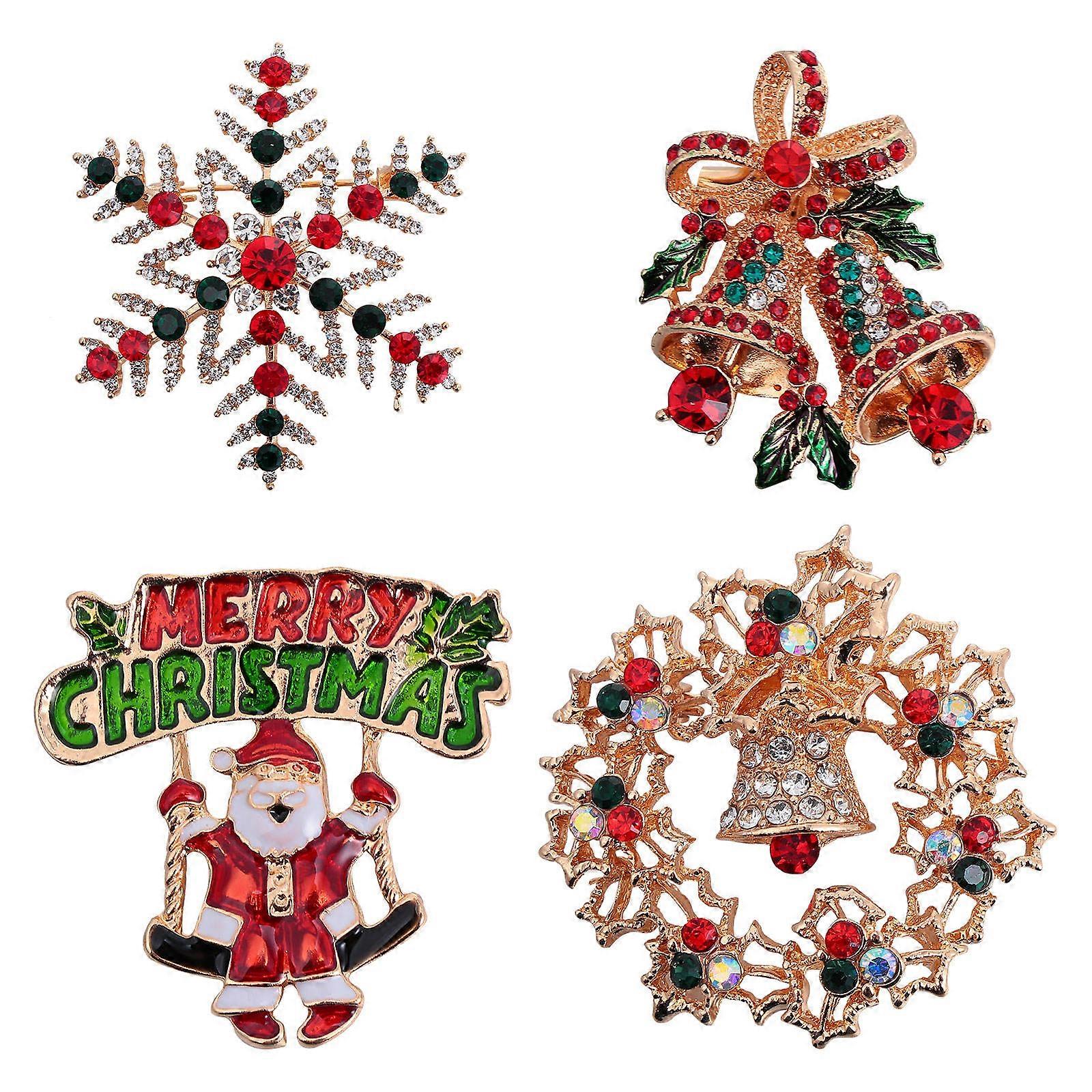 a polished and engaging product description for your **4pcs Christmas Rhinestone Brooch Decorative Lapel Pins**:
πβ¨ **Festive Sparkle in Every