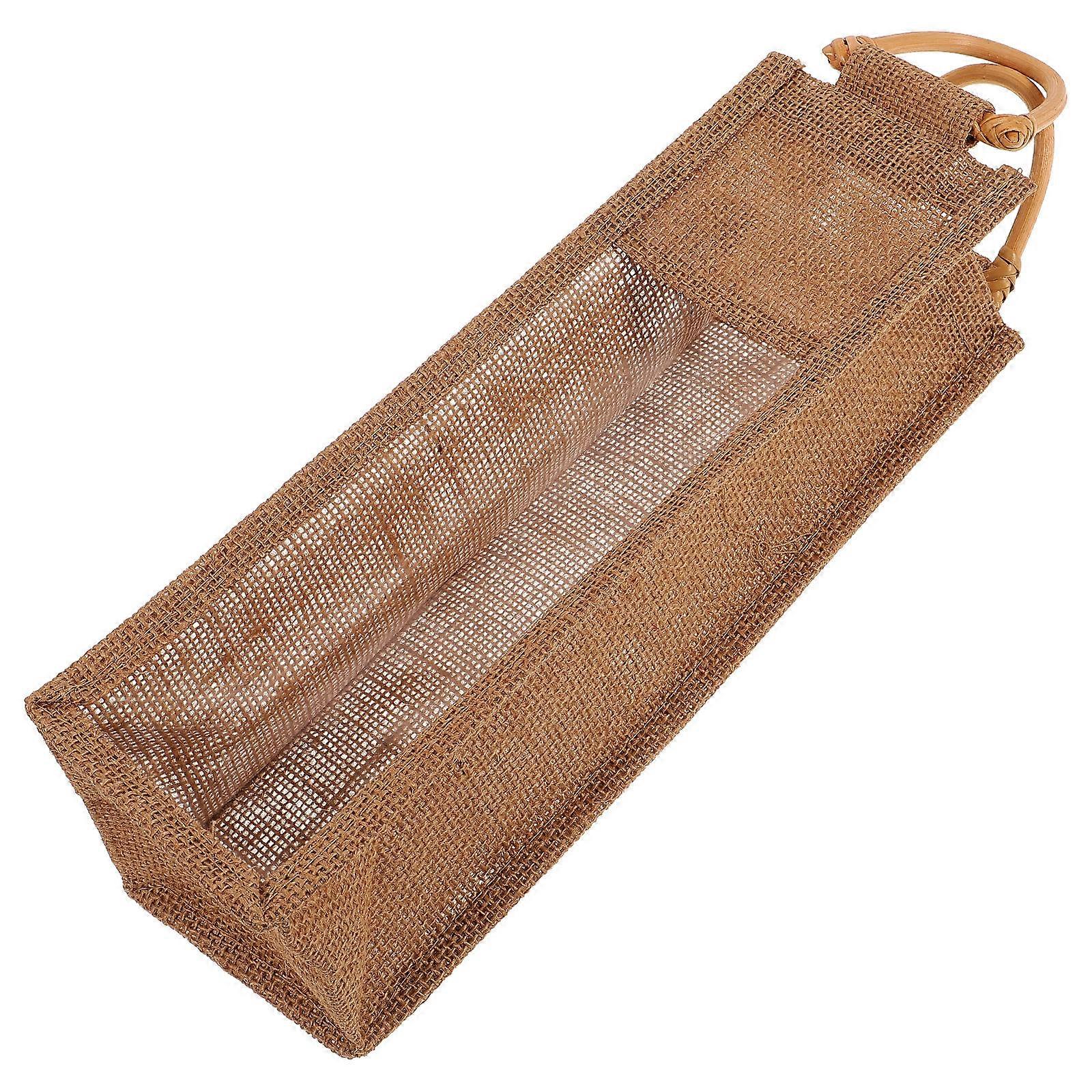 Tote Bag Reusable Flax Material Travel Holder for Bottles with Soft Handle