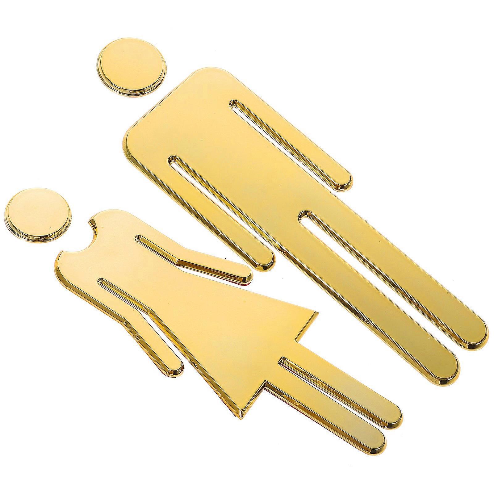 Ada Badrumsskylt Rostfritt stål Badrumsskyltar Gyllene restauranger Könsidentifiering 2Pack