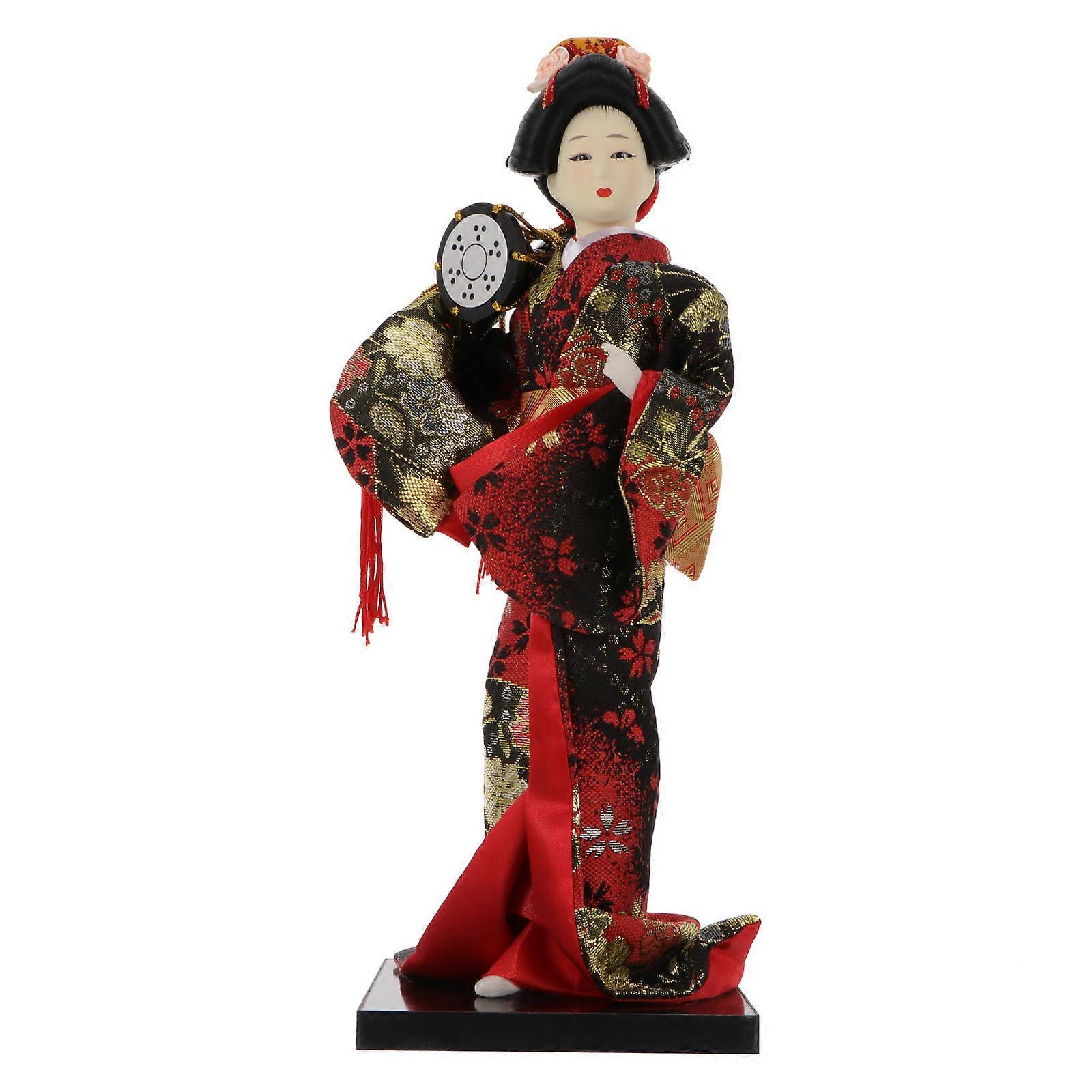 Ornement de bureau de poupée Geisha japonaise en soie faite à la main, décor de kimono élégant pour la maison, décoration de table de style asiatique, artisanat d’art en soie unique