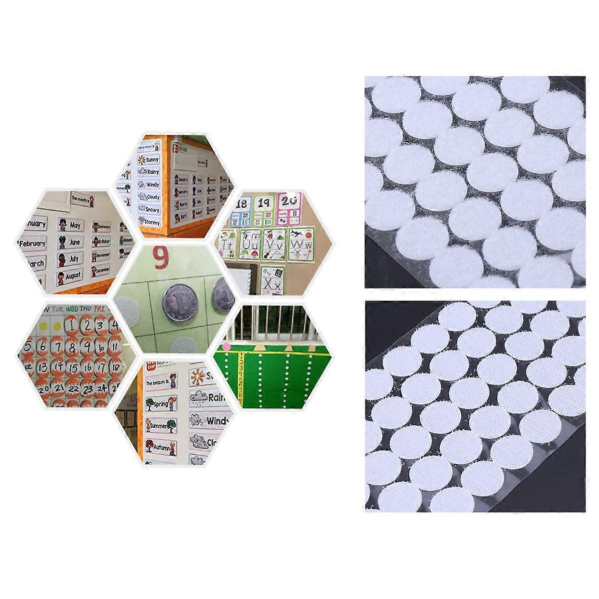Self Adhesive Round Hook and Loop Dot Tapes White 900pcs Durable Easy Peel Strong Adhesive for Home Office DIY Projects
