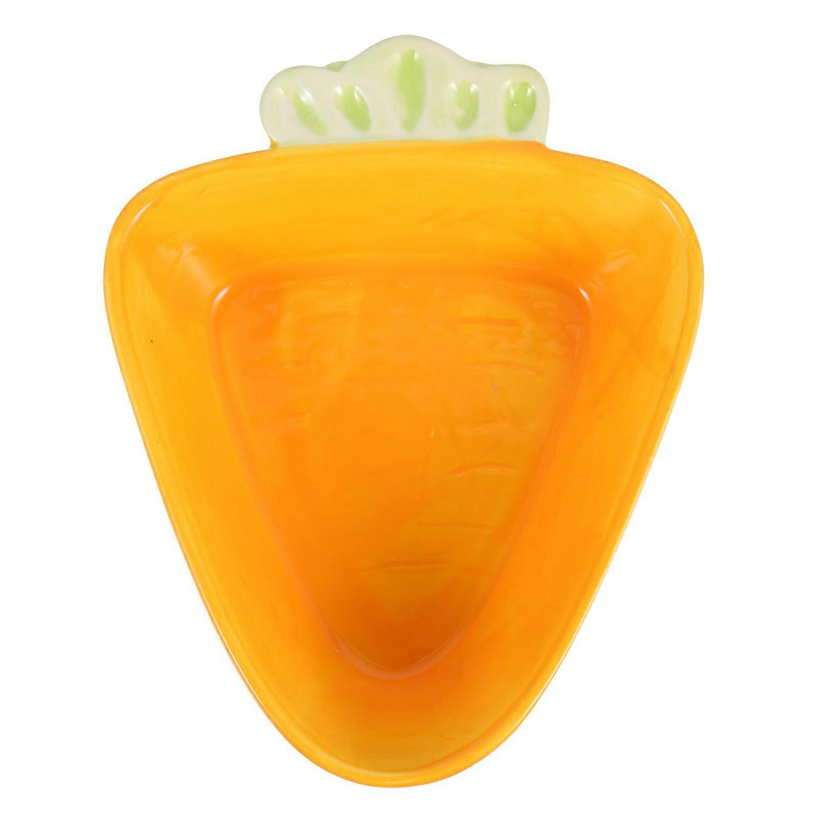 Hamster Ceramics Bowl Carrot Shape Feeder For Small Pets Orange 15.5X12.3X4.8CM Storage 1Pack