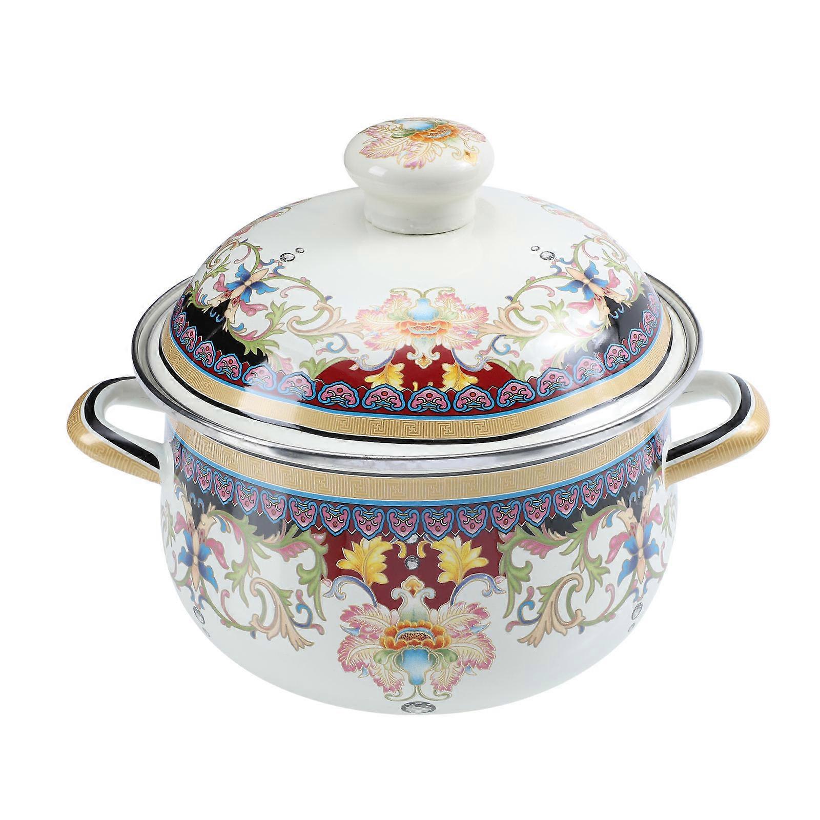 Home Stew Pot Enamel Stew Pot Boiling Noodle and Corrosion Resistance 20x17cm 1Set