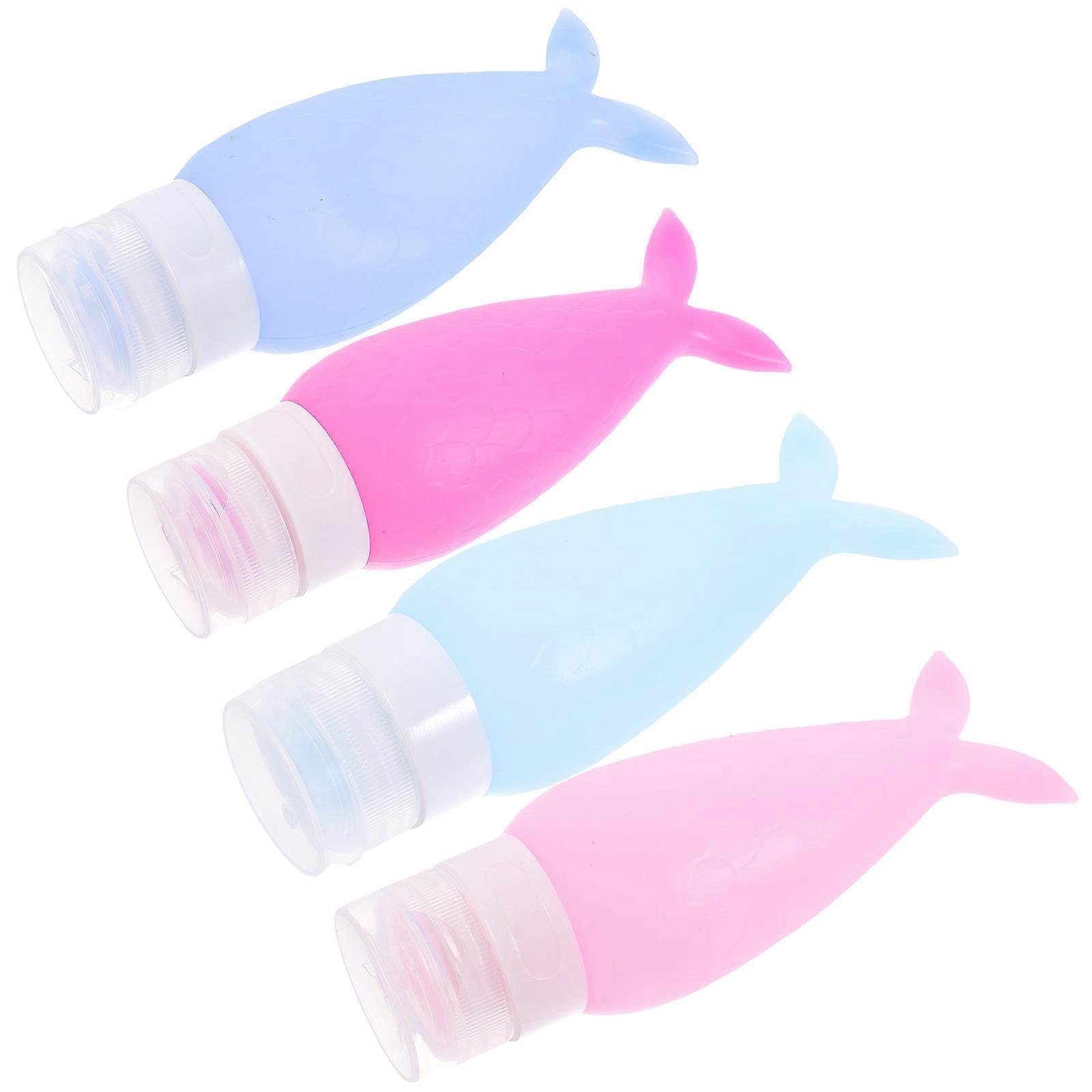 Small Squeeze Bottles Sub Bottles Shampoo Containers for Travel Easy to Open Silicone 14.4x4.9cm Refillable 4Pcs