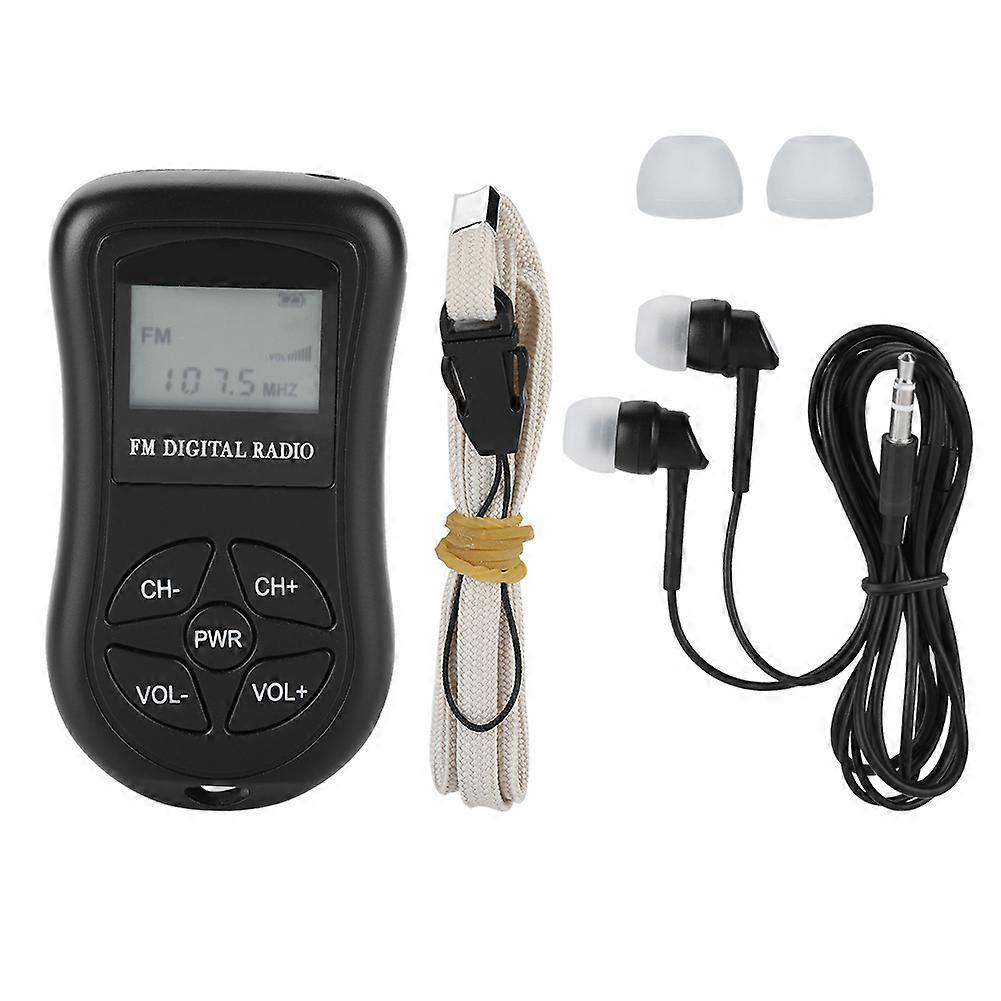 Mini Personal Digital Radio with LCD Display and Headphones and Cord