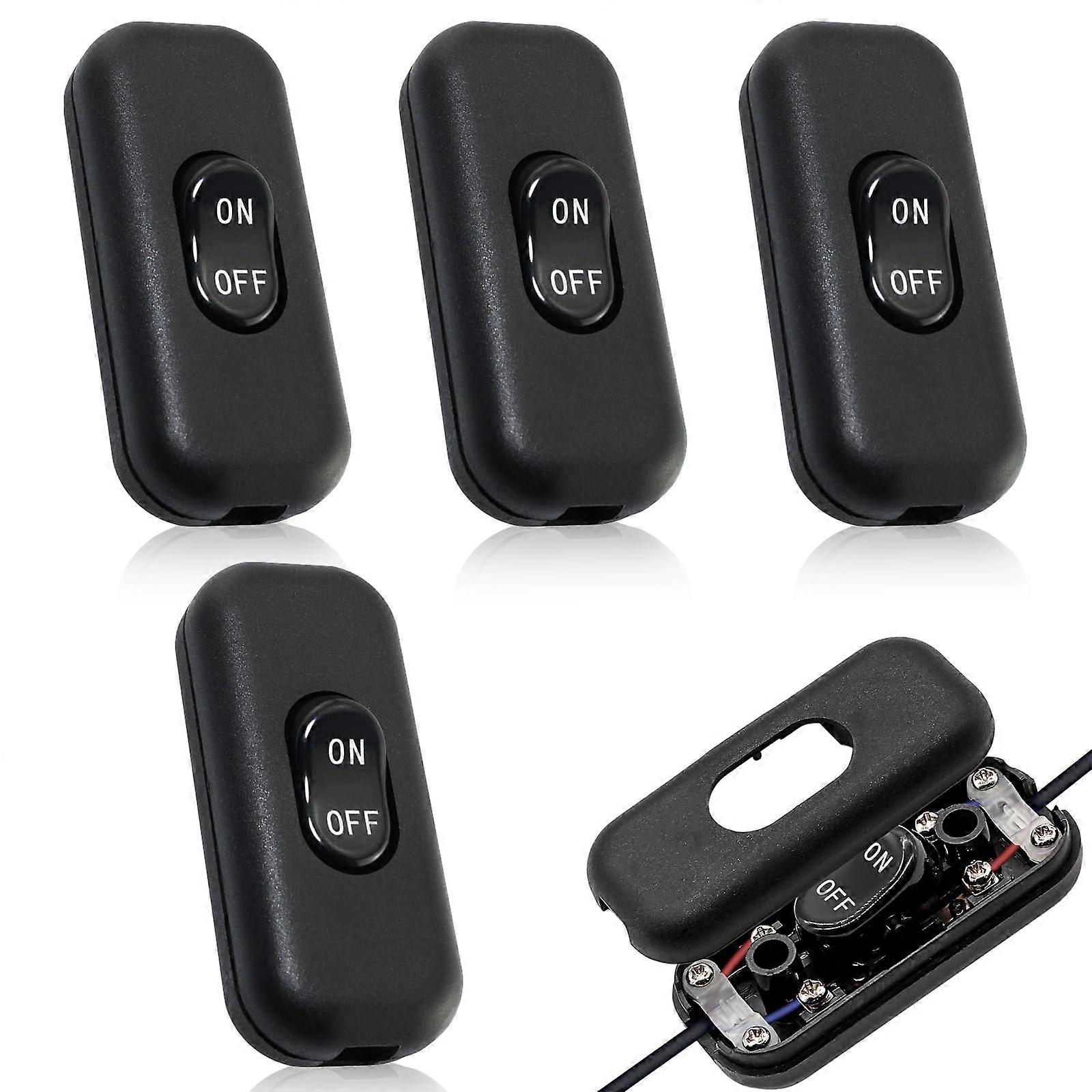 4 Pieces Black Bedside Lamp Switch, for Inline Lamp 2 or 3 Line