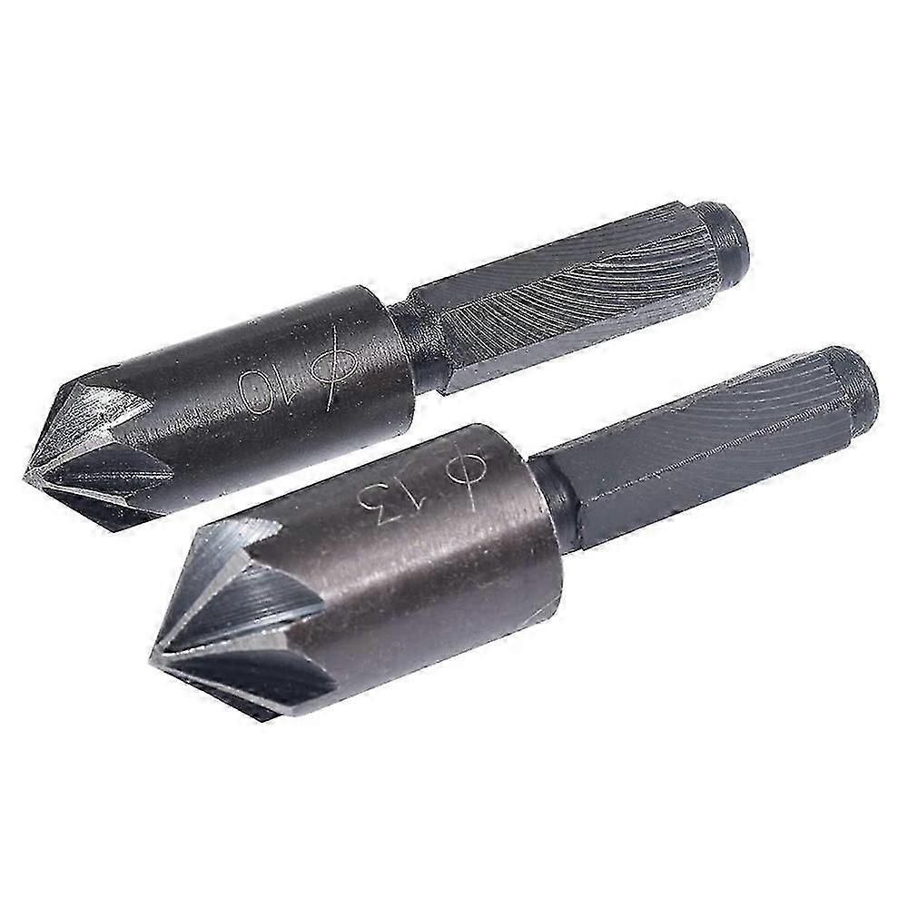 2Pcs 7 Flute Countersink Drill Bit Set Hex Shank Chamfer Countersink Drill Bit Deburring Cutter Woo