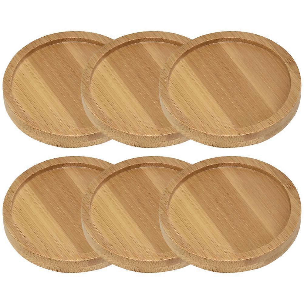 Round Flowerpot Trays Bamboo Trays Homeowners Gardeners Stable Base Inner Diameter 11cm Collection 6Pack