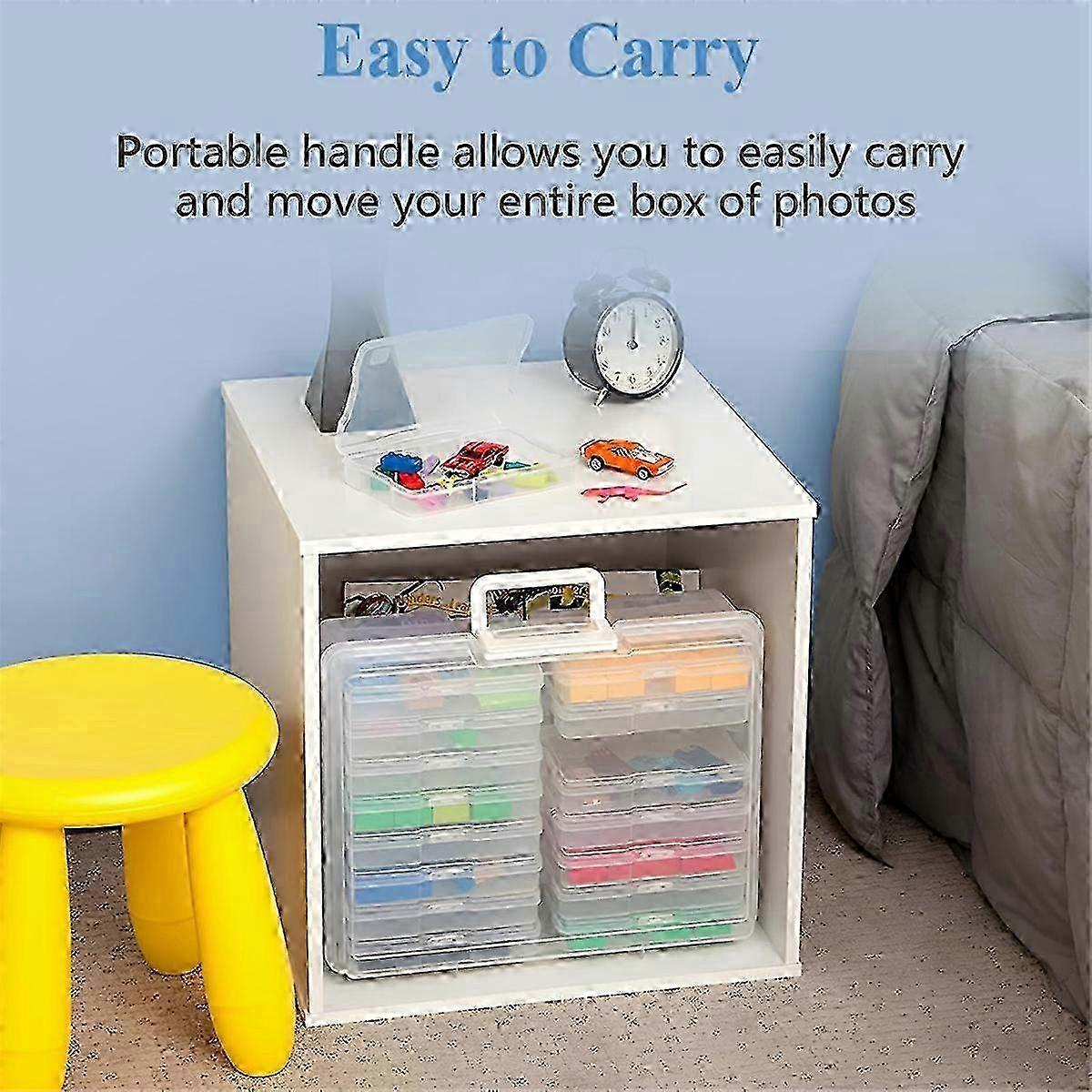 Portable Photo Storage Box with 16 Compartments for Organizing Photos ...