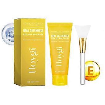 Real Calendula Peel Off Pack, Calendula Peel Off Mask with Silicone Brush, Moisturizing Pore Minimizing Facial Mask