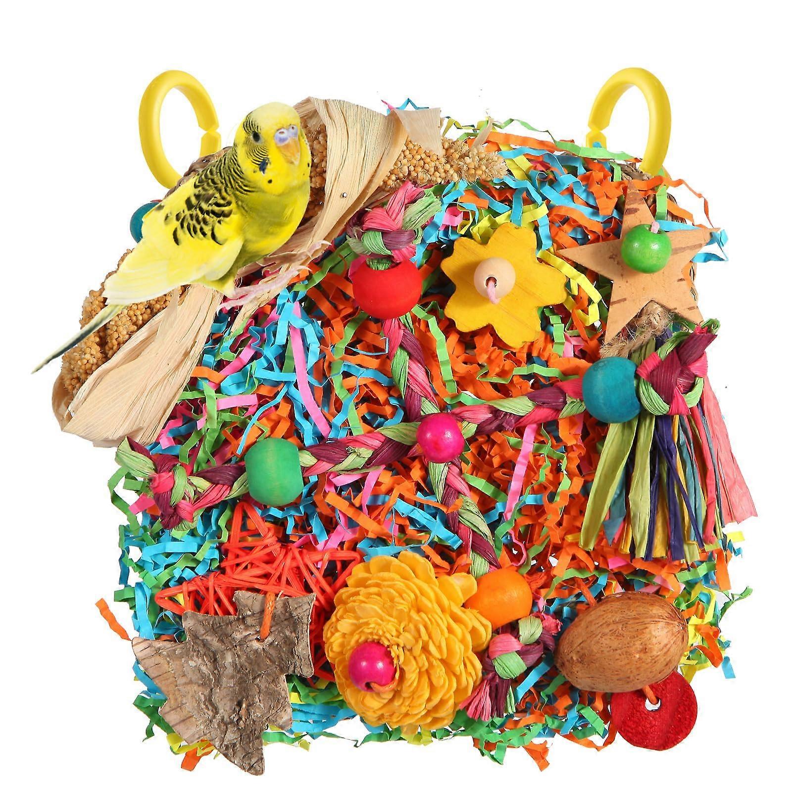 Bird Toy: Grass Mat and Climbing Wall for Parakeets, Parrots, Cockatiels, Budgies  Bird Feeder Toy for Cage, Small to Medium Birds Twinkle Star