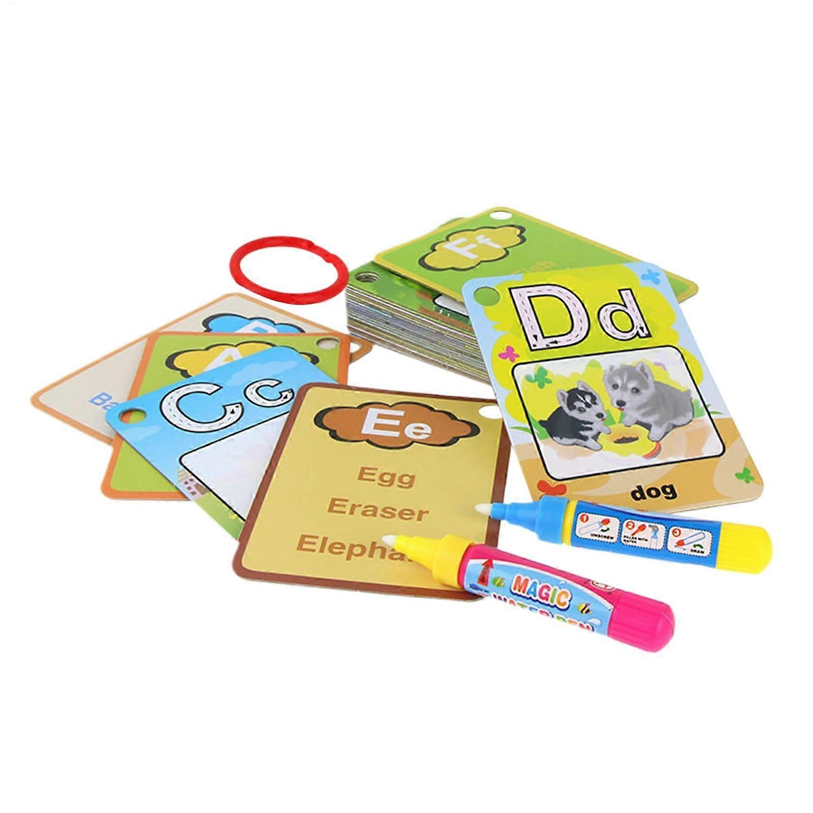 NumberWaterPainting Cards – Lernkarten, NumberAlphabetAquarellkarten, pädagogische Kinderzeichenkarten für die Reise, Buchstabe A