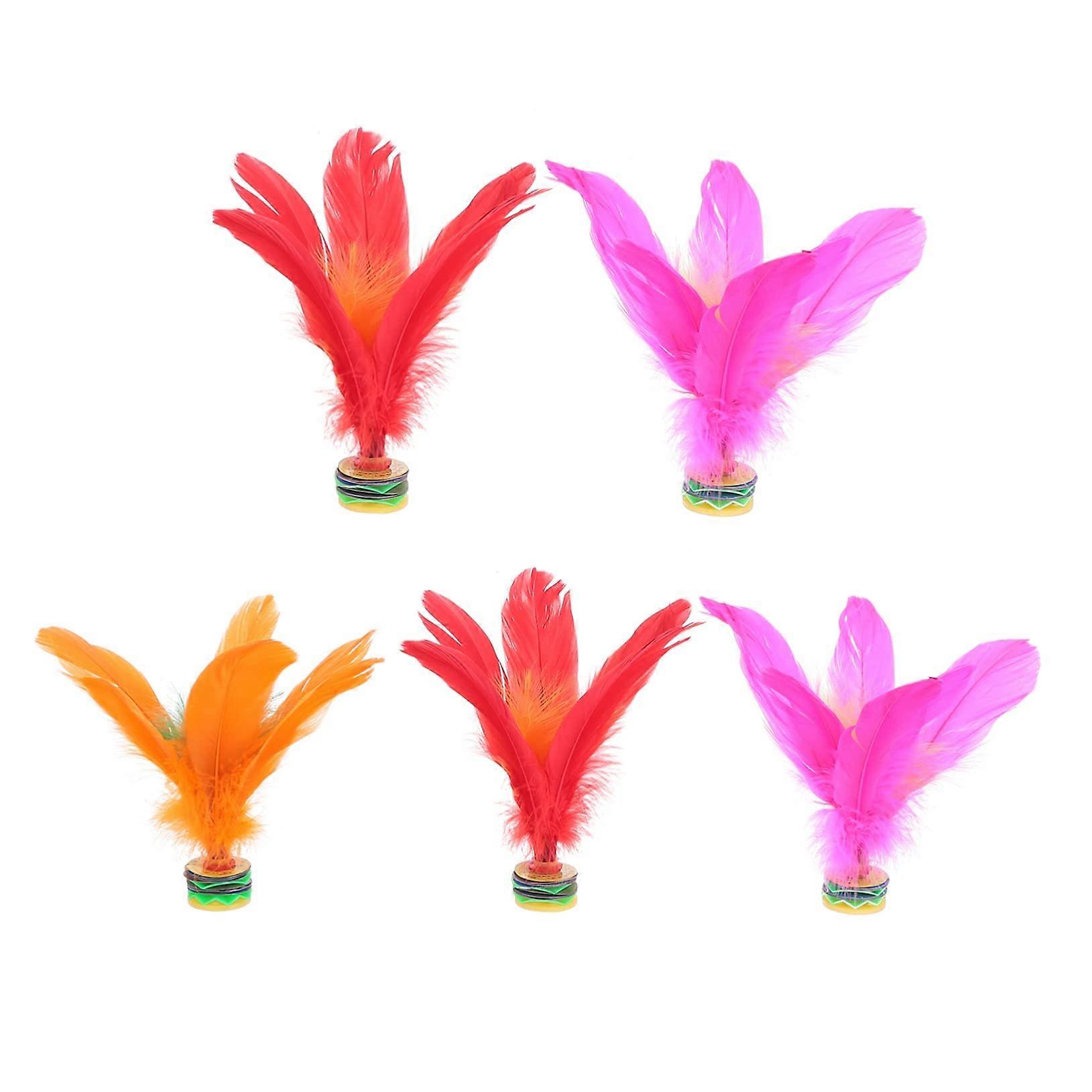 5St Jianzi Chinese Game - Fun Kicking Shuttlecock for Kids, 20x4cm Gansfedern, Random Color, Movement Training Toy