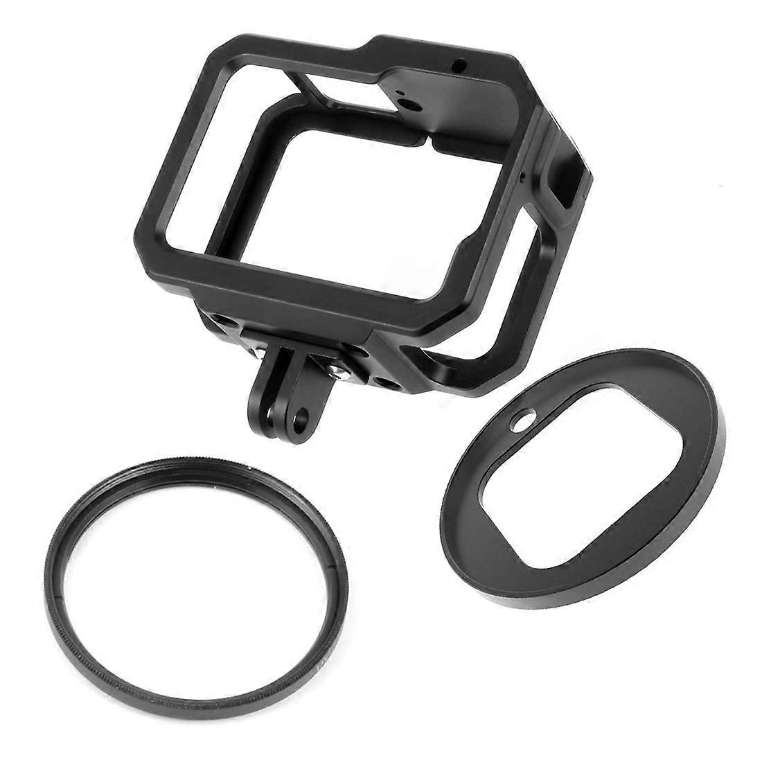 Aluminum Frame with Cold Shoe 52mm Filter Mount for Action Camera Black Camera Cage Protective Shell Housing Frame Custom Fit Kit B