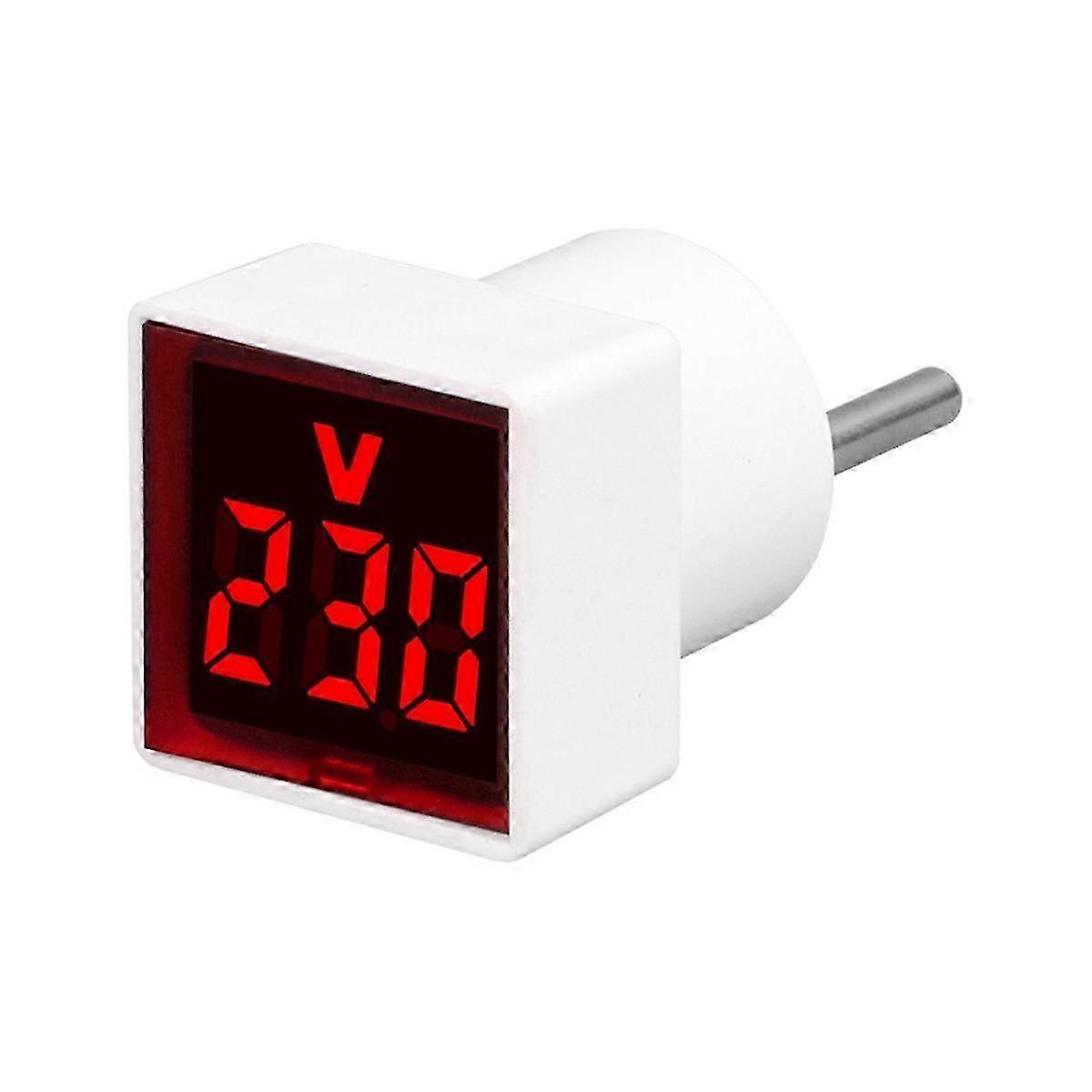 Digital Voltmeter Firkantet AC220V Spændingstester Med LED-display og Indikatorlys EU-stik Rød