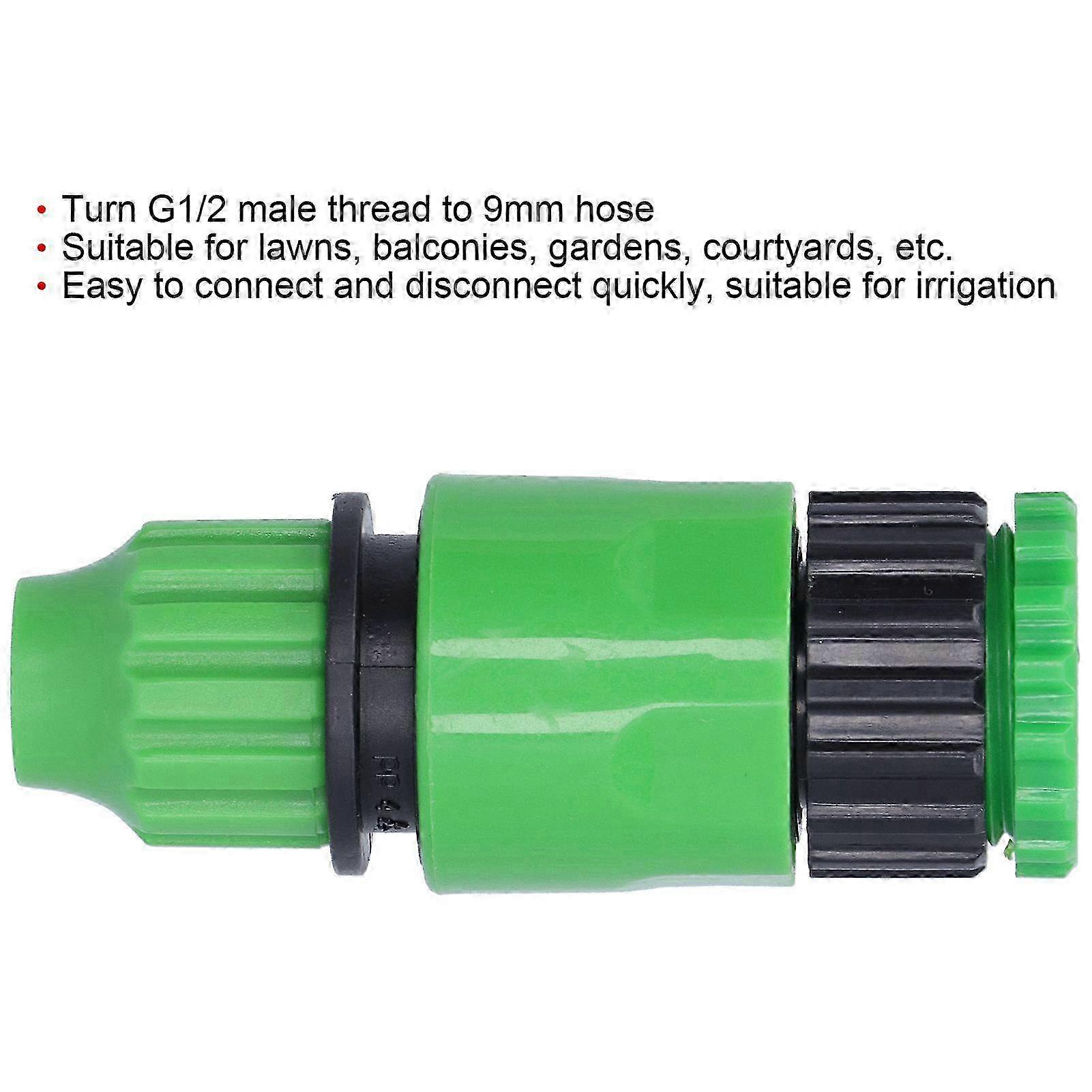 G1/2 Male Thread to 9mm Quick Connector Plastic Nipple Joint for Garden Irrigation System