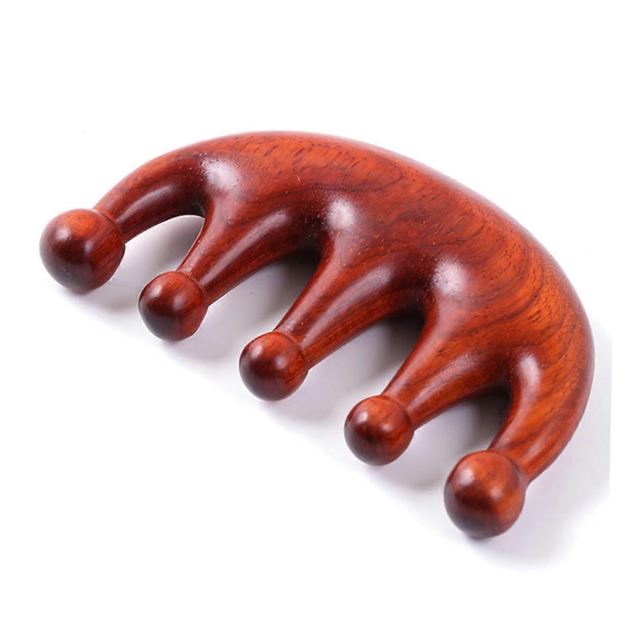 1 Piece WideTooth Comb Made of Natural Wood, Five Teeth for Gentle Scalp Massage and Styling for All Hair Types, Durable