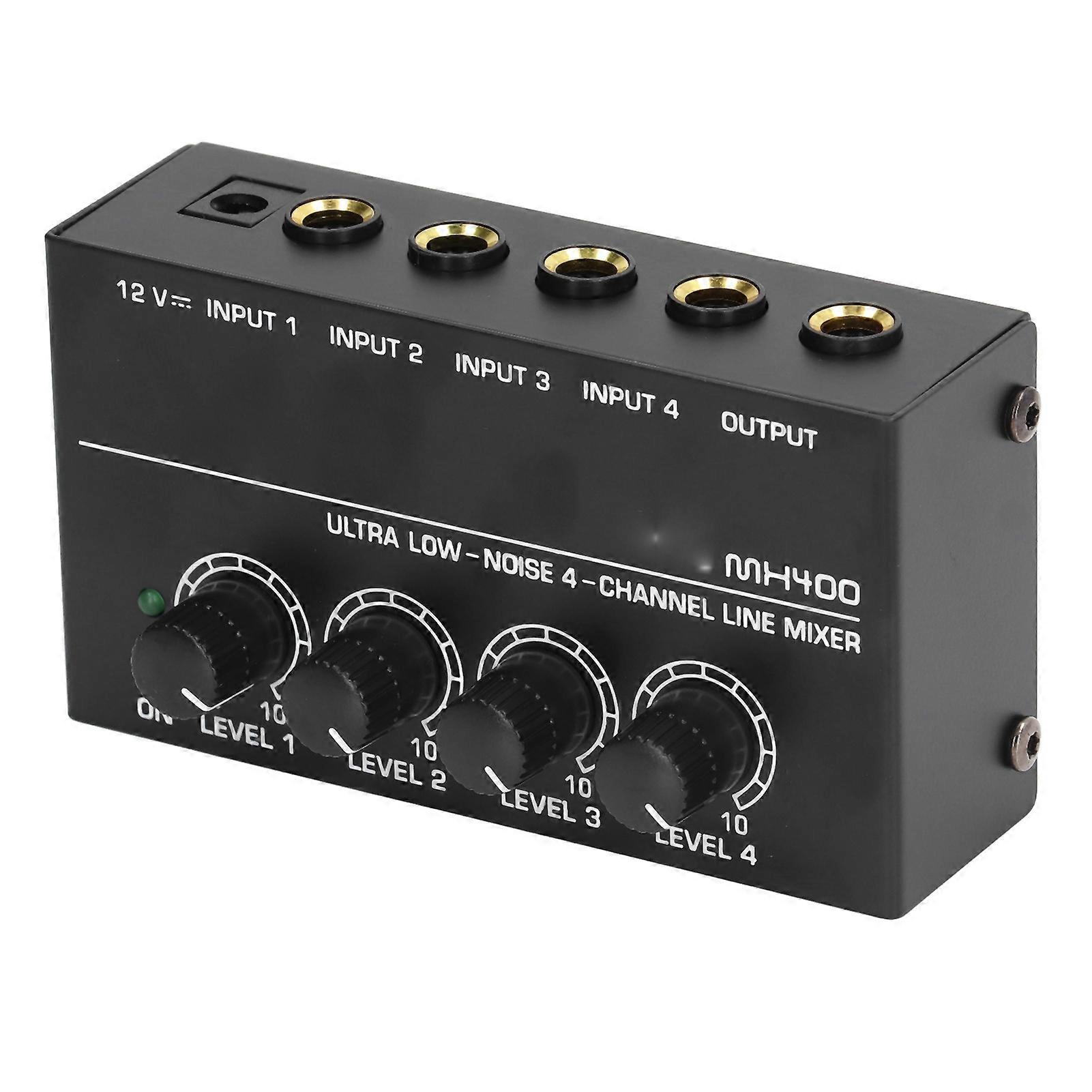 4 قنوات خلاط أسود منخفض الضوضاء 4 قنوات خلاط مدمج للقيثارات باس لوحات المفاتيح