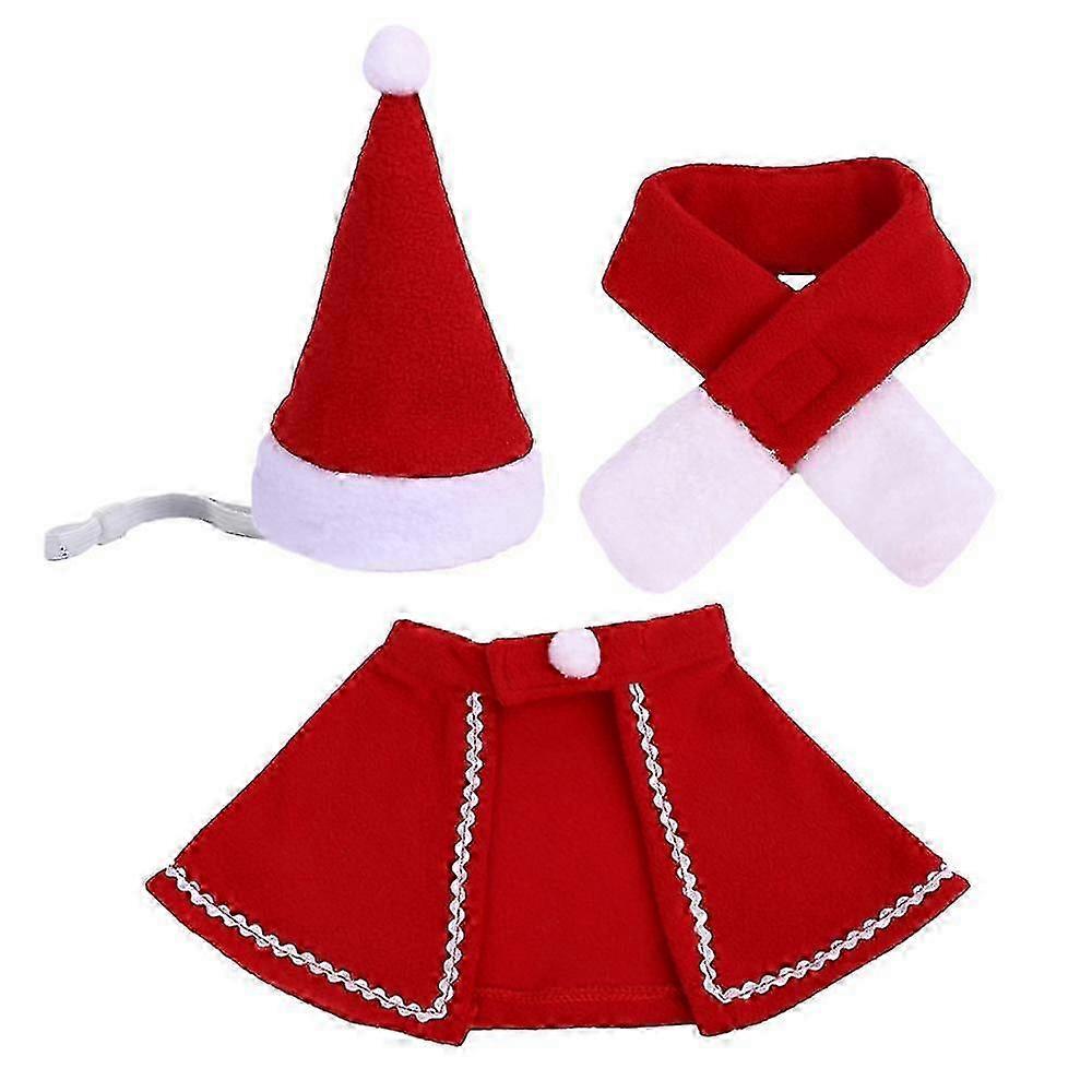 Adjustable Santa Hat & Scarf Set - Christmas Costume for Pets