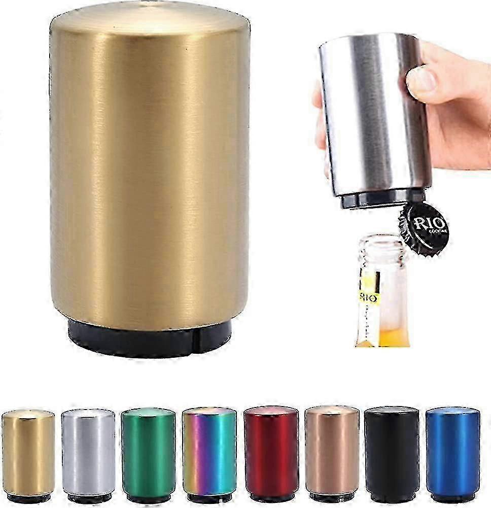 Magnetic Bottle Opener. Stainless Steel Automatic Opener for Beer Bottles. Push-pull