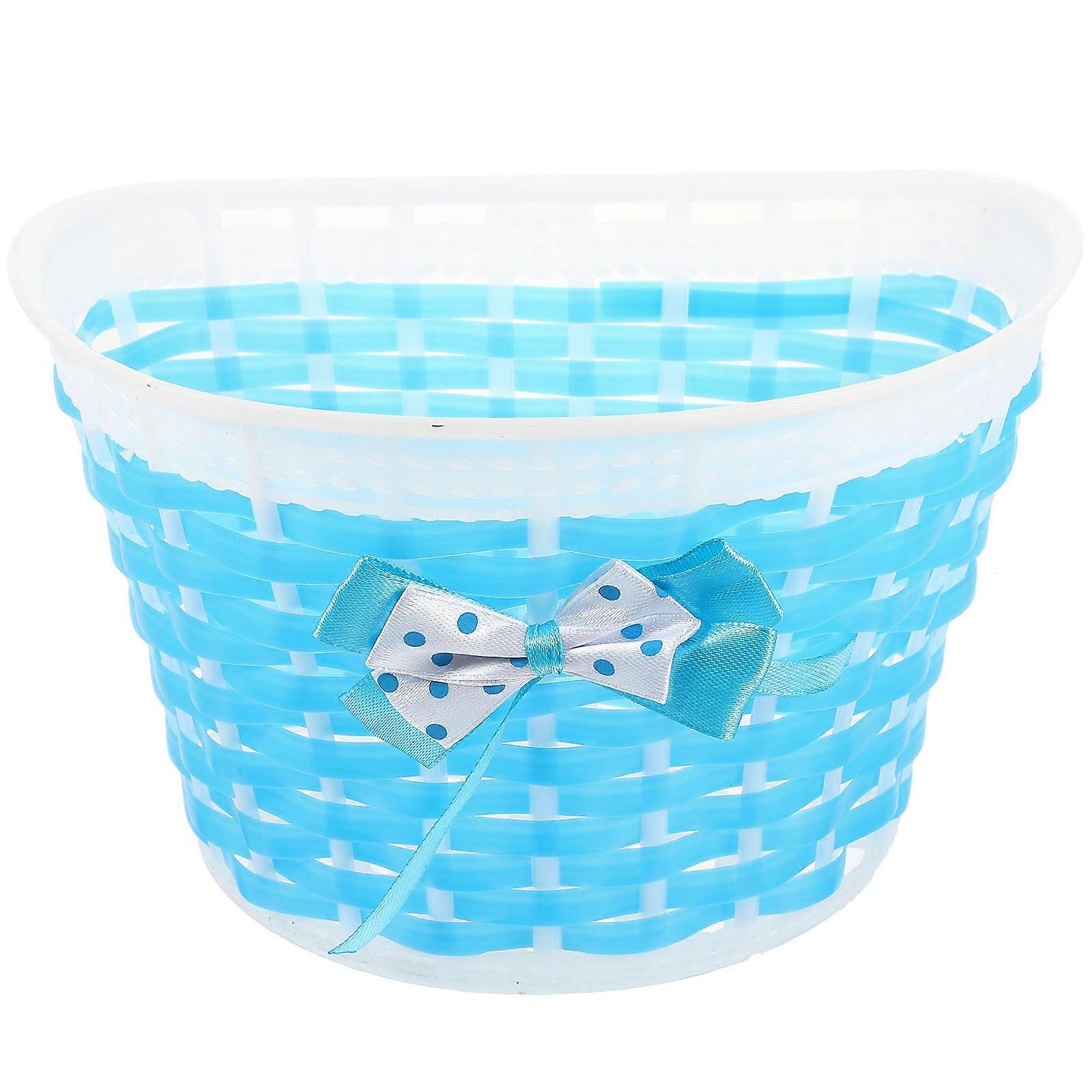 Tricycle Baskets For Toddlers Blue Plastic Material Bike Front Basket Detachable Flexible 1Pack