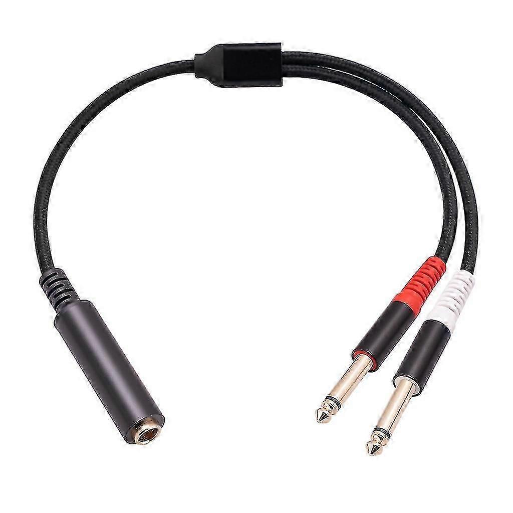 6.35mm 1/4“ 立体声母头转双 6.35 公头 Y 型分路器适配器电缆 6.5mm