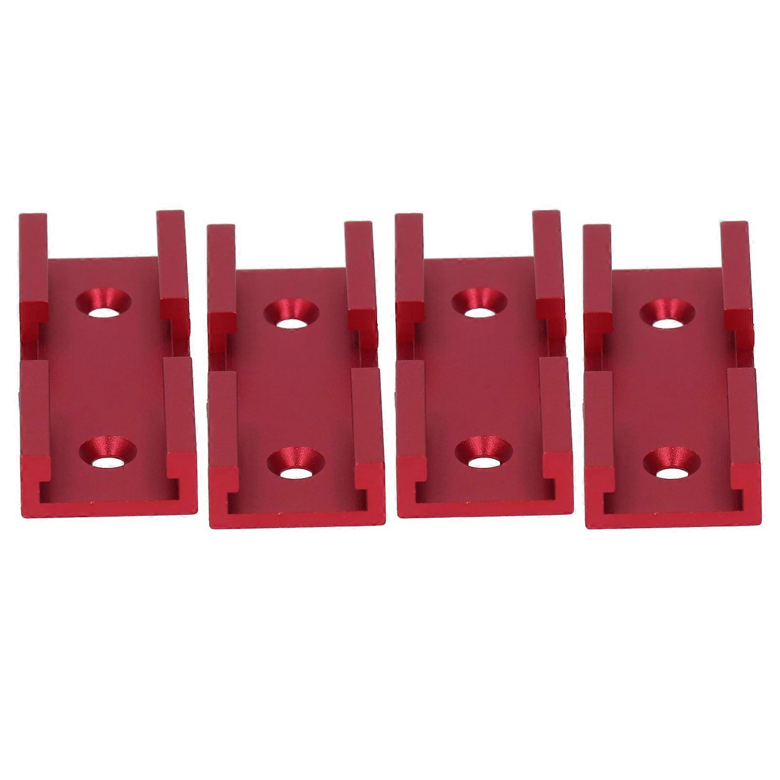 4PCS T Track Intersection Parts Aluminum Alloy Woodworking Cross Track Connector for Carpenter Red 