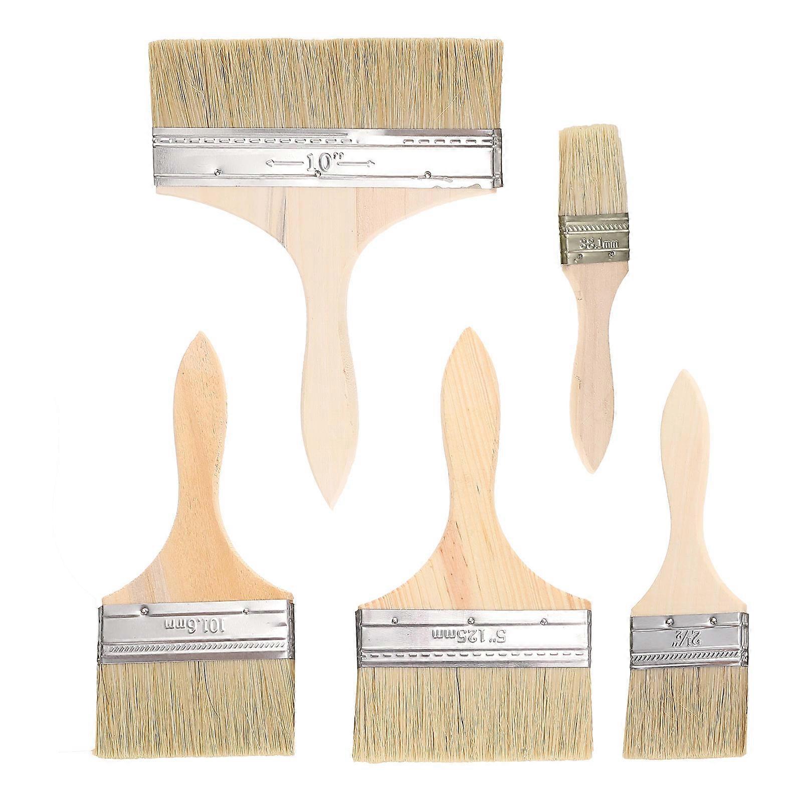 5pcs Durable Handle Paint Brushes for Furniture, Walls, Oil & Watercolor Painting – Easy to Clean & Versatile for Home & Craft Projects