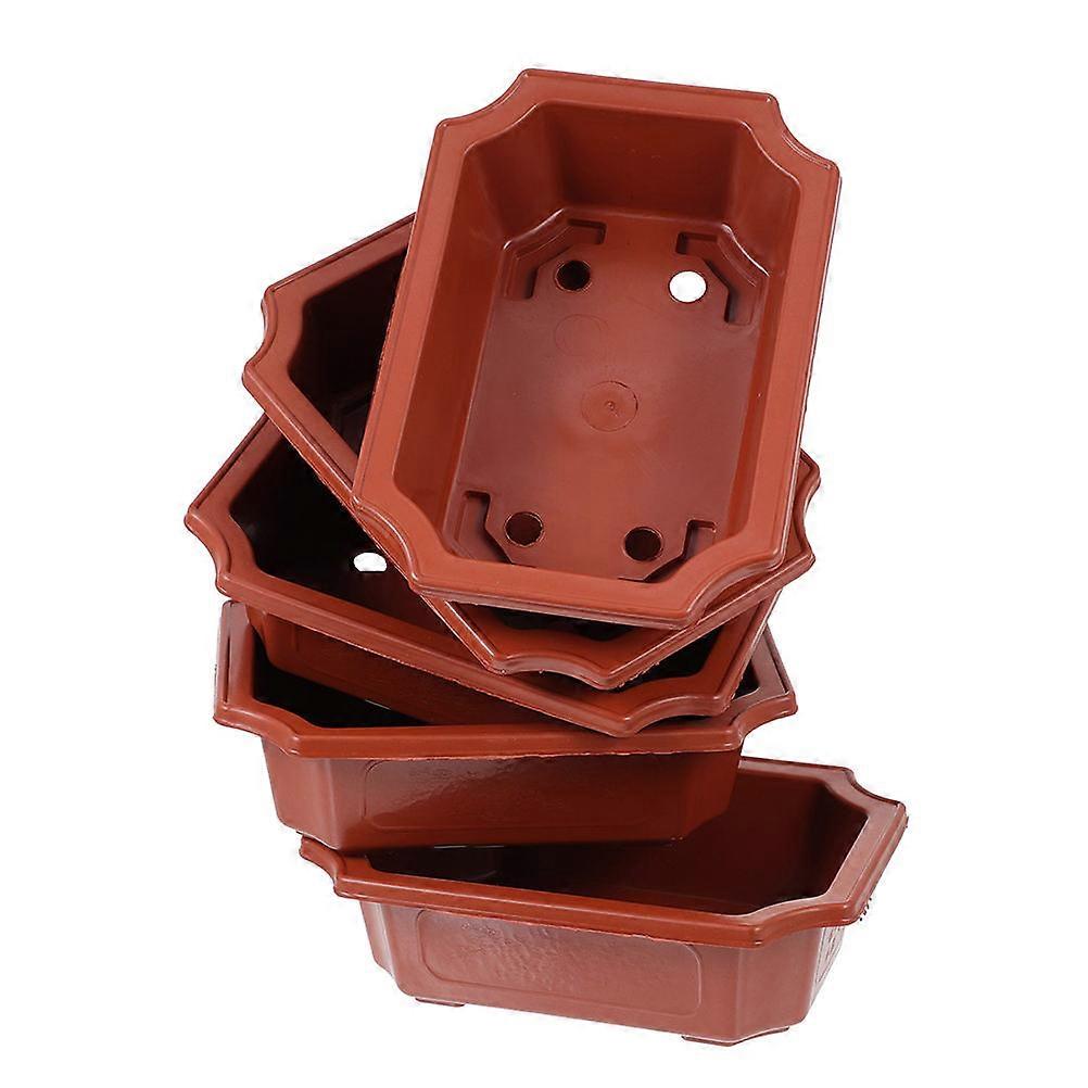 Plastic Flowerpot with Drainage for Gardeners Dark Red 185*140*50 Modern Visual Representation 5Pcs