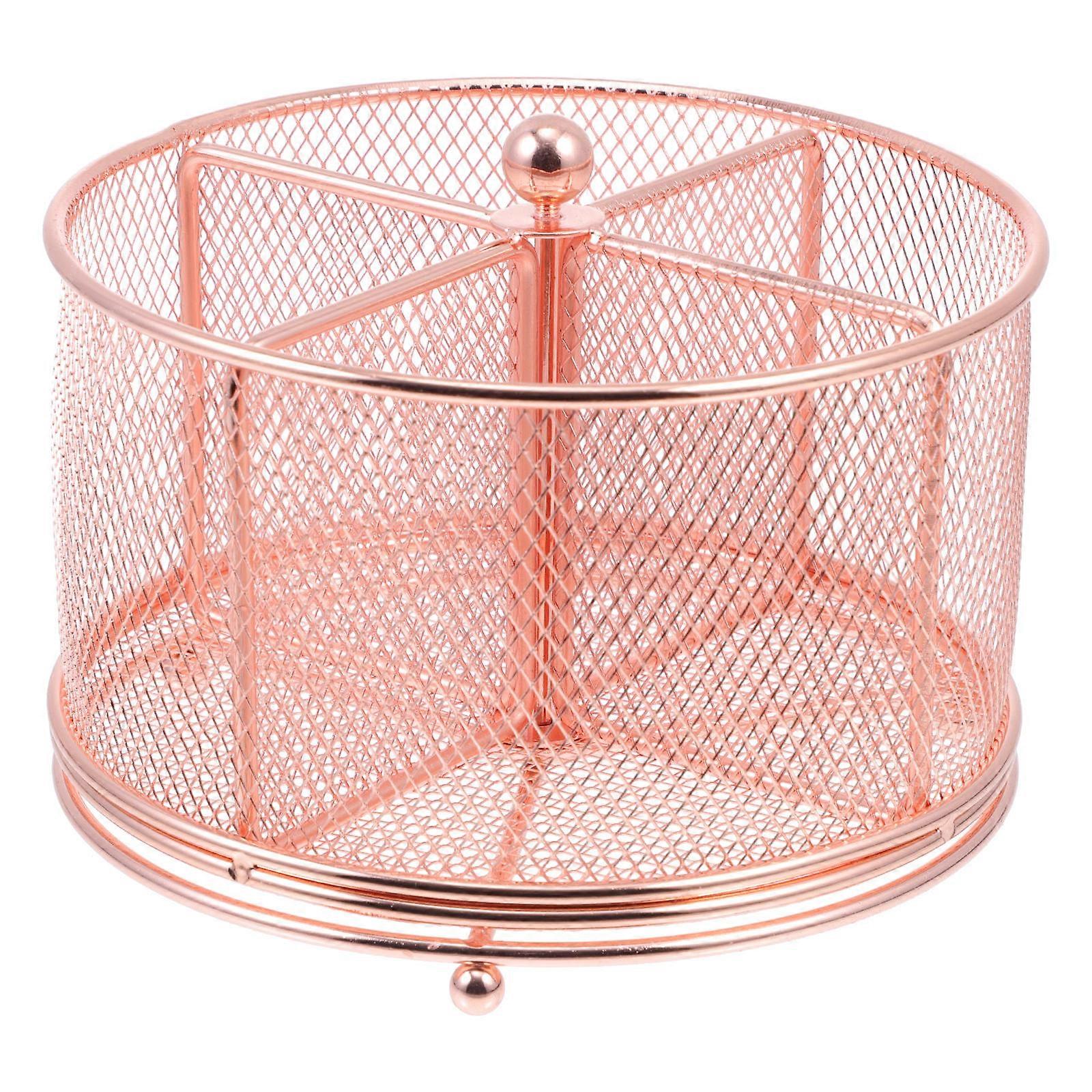 Rotatable Desk Organizer Iron Material Round Edges Multi-function Office 6.7×6.7×4.3in Desk Accessories Organizer 1Pcs