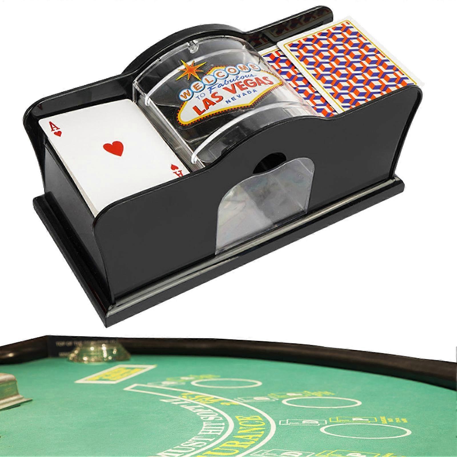Manual Card Shuffler with Hand Crank for Blackjack, Poker, Home Card Games