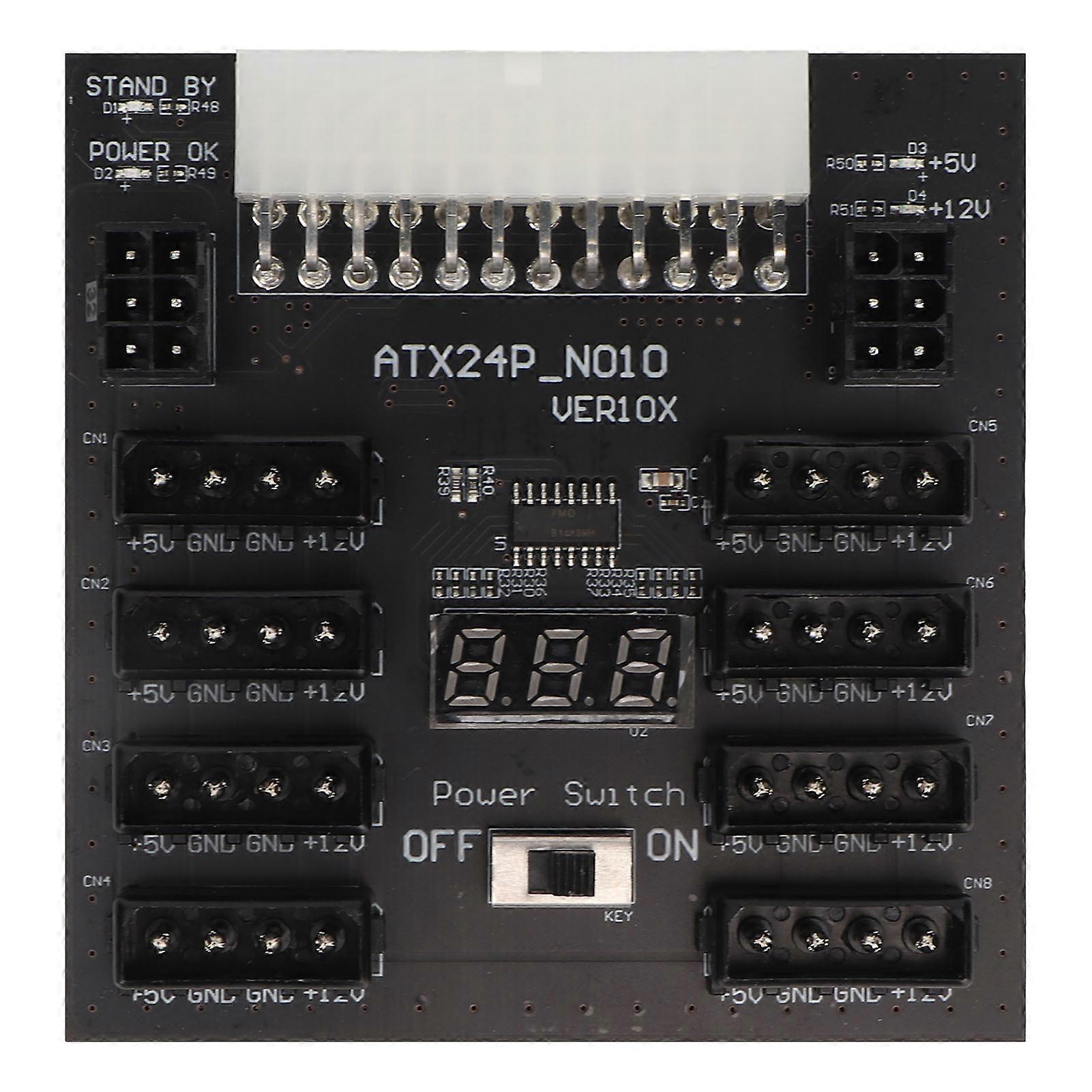 PSU 5V 12V Output 24Pin to 8X 4Pin Plus 2X Voltage Indicator ATX Server Power Board for CHIA Mining