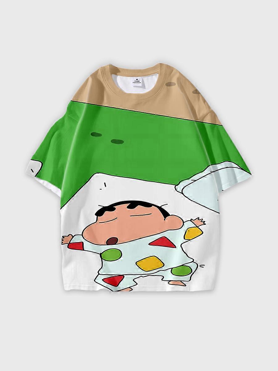 T-shirt girocollo Cartoon Pattern manica corta sciolta JW283